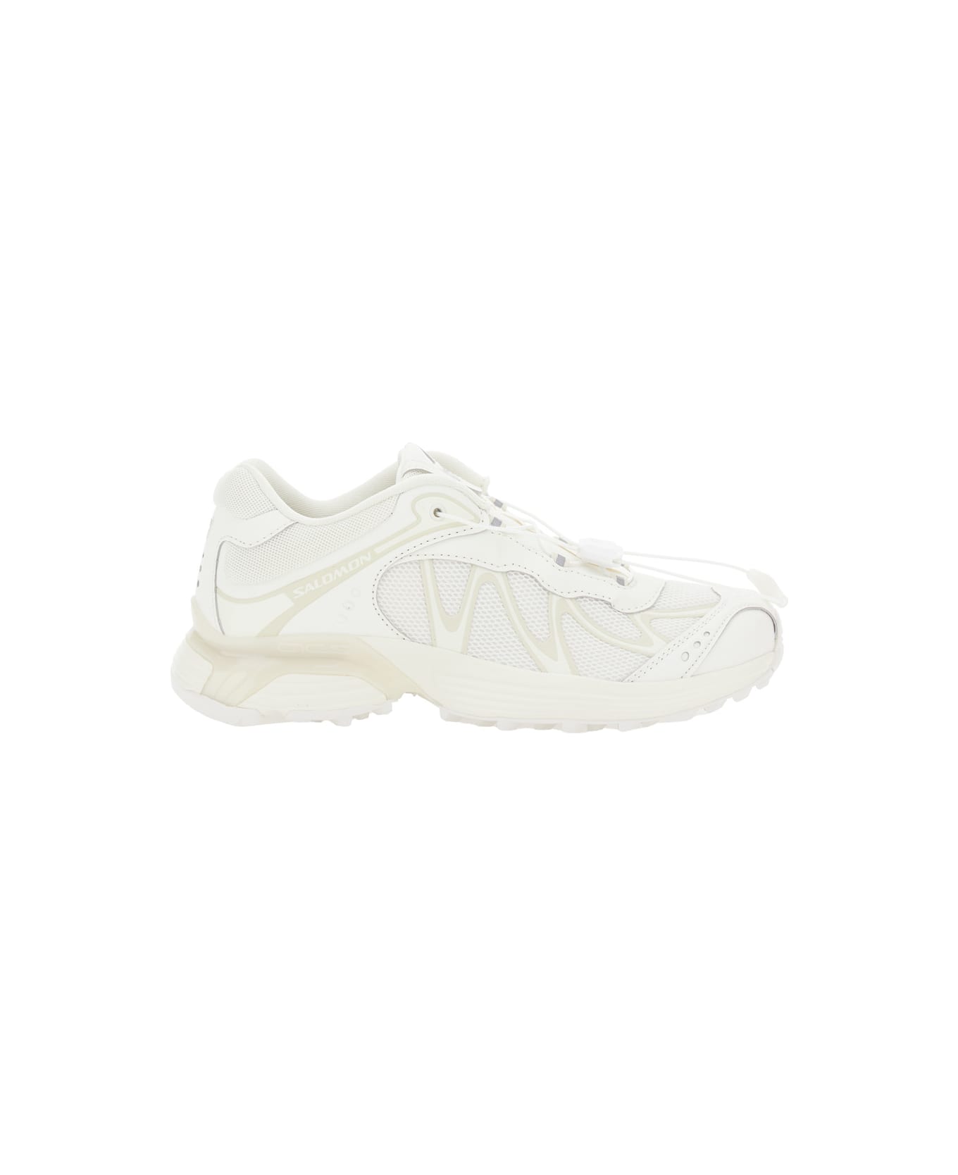 Salomon 'xt-whisper' White Sneakers With Printed Logo On The Side And Drawstring Closure In Fabric Unisex - White