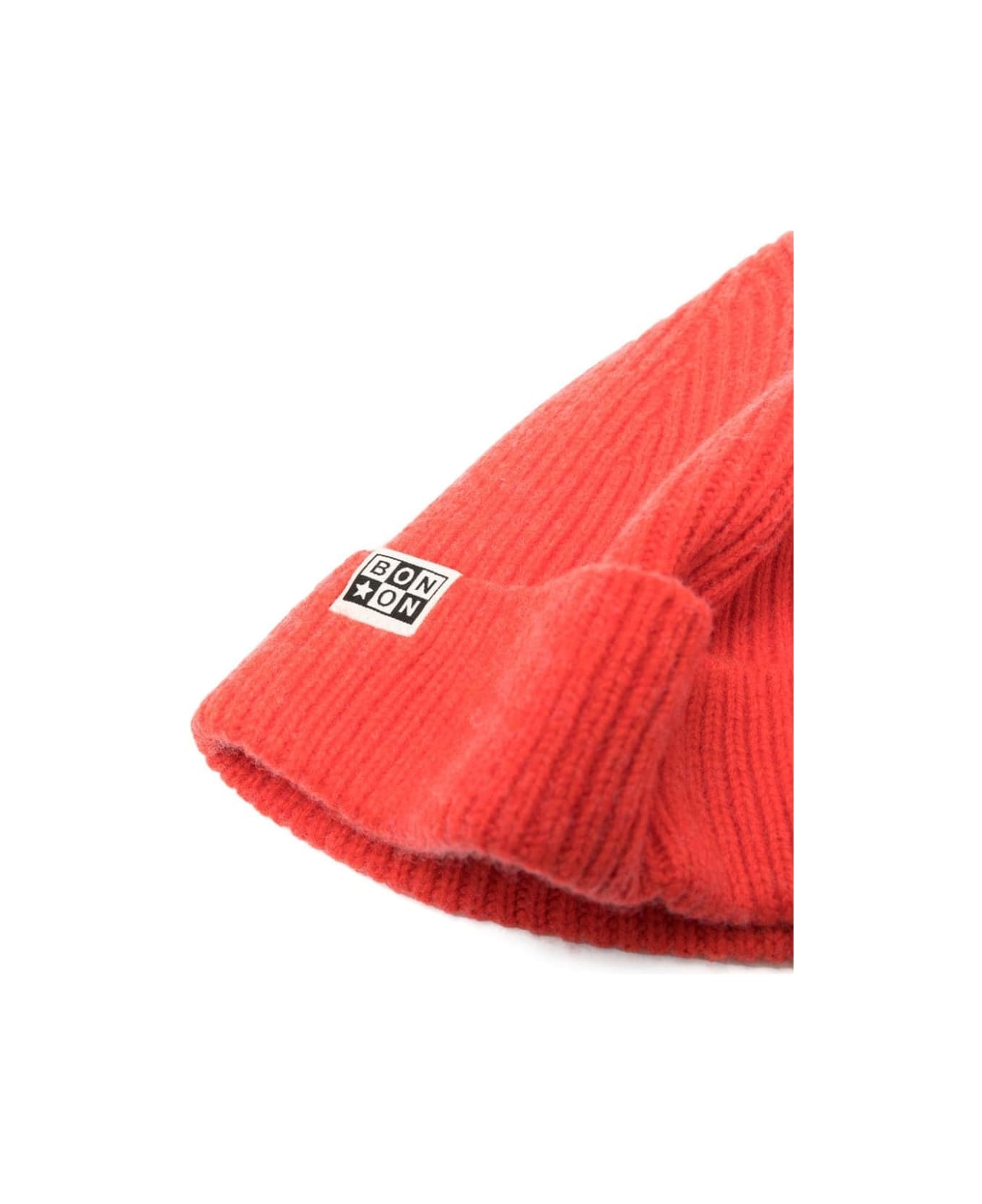 Bonton Ribbed Hat vel With Patch - Red