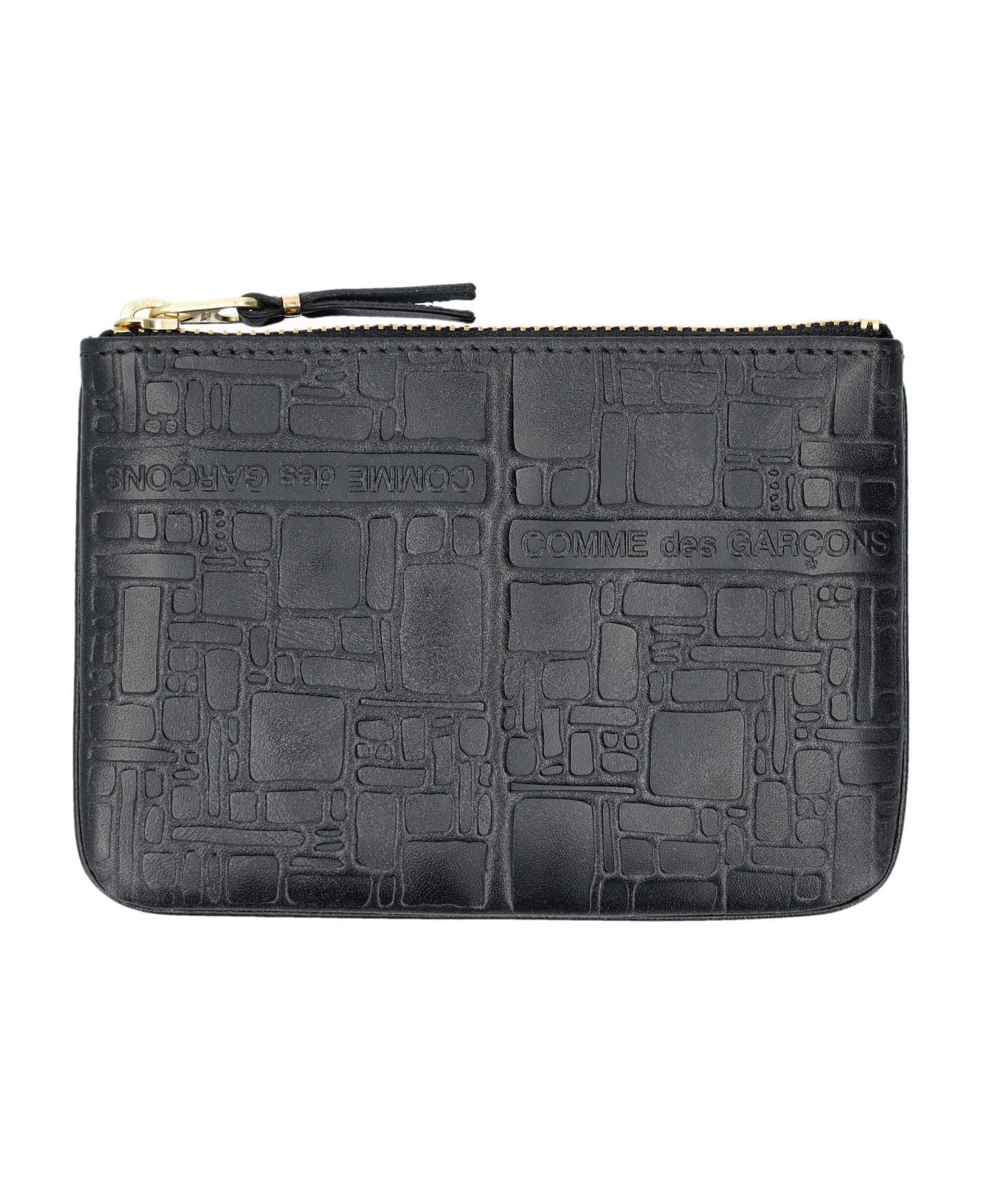 Comme des Garçons Wallet Embossed Logotype Xsmall Pouch - BLACK