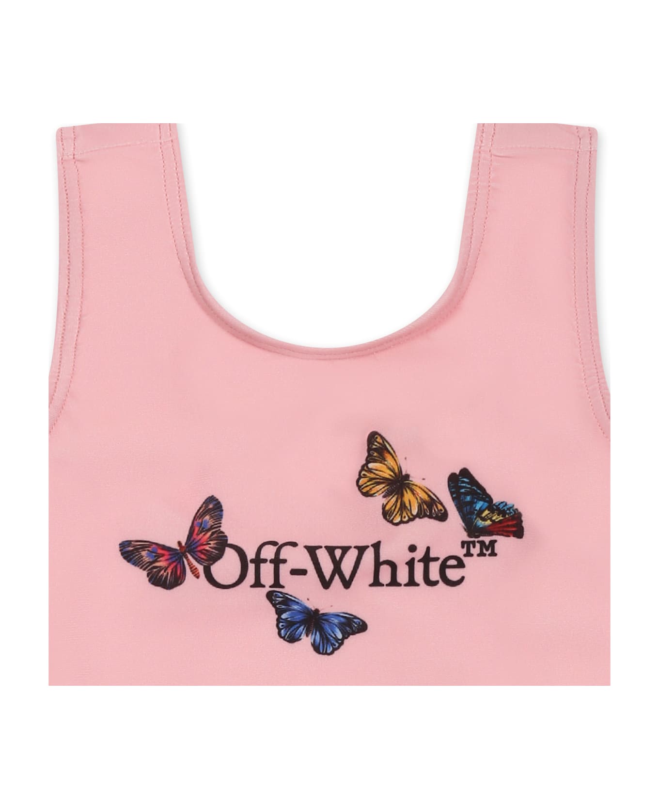 Off-White Pink Swimsuit For Baby Girl With Logo - Pink