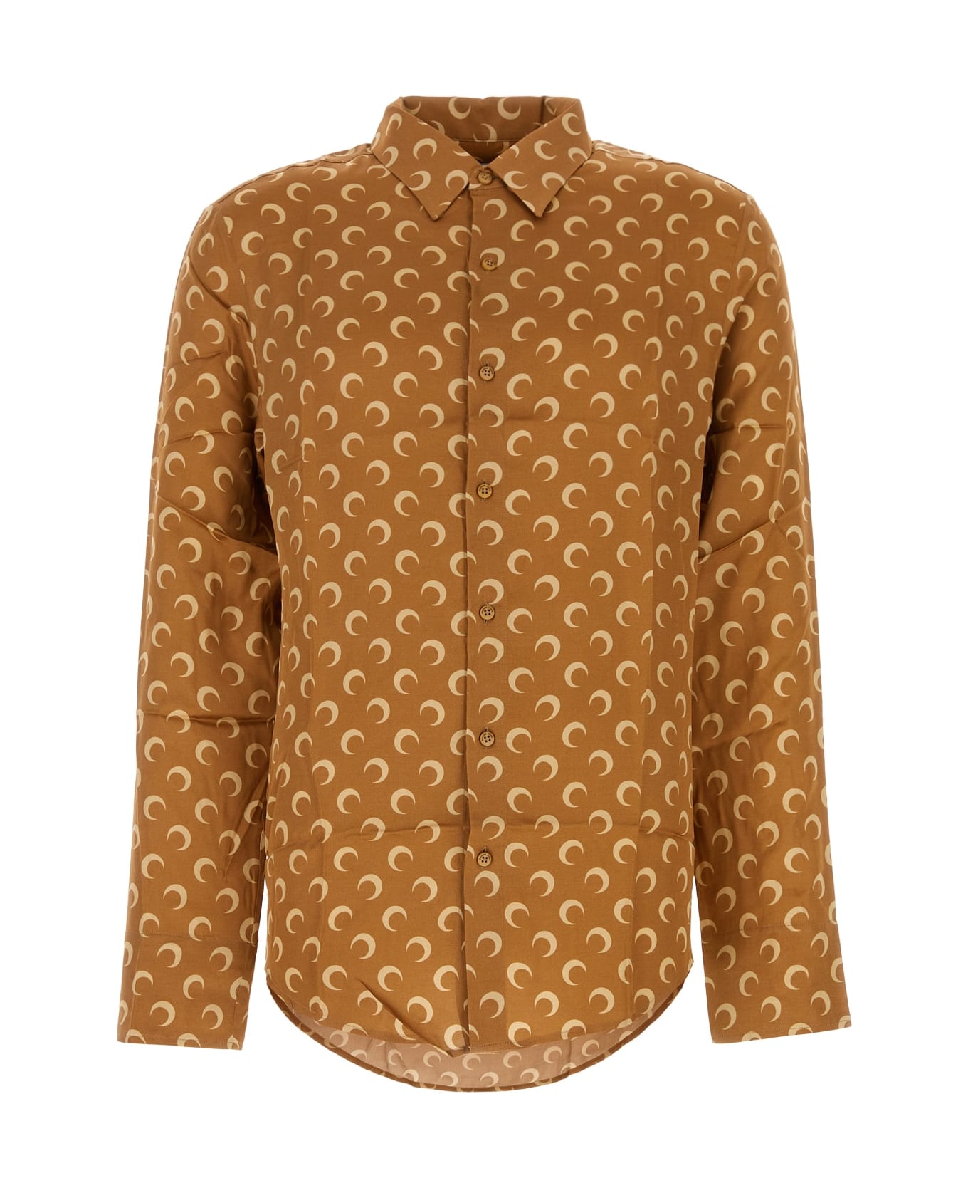 Marine Serre Moon Printed Flou Button Up Shirt - DARKCAMEL