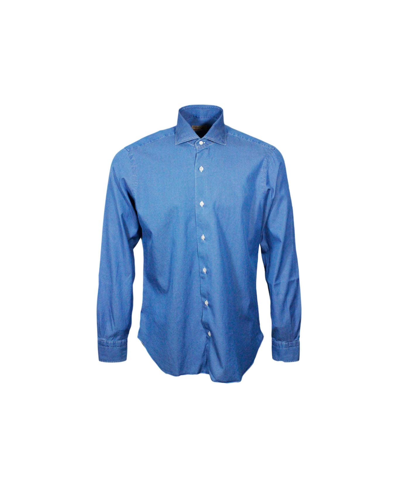 Barba Napoli Dandylife Denim Shirt With Hand-sewn Italian Collar And Mother-of-pearl Buttons - Denim