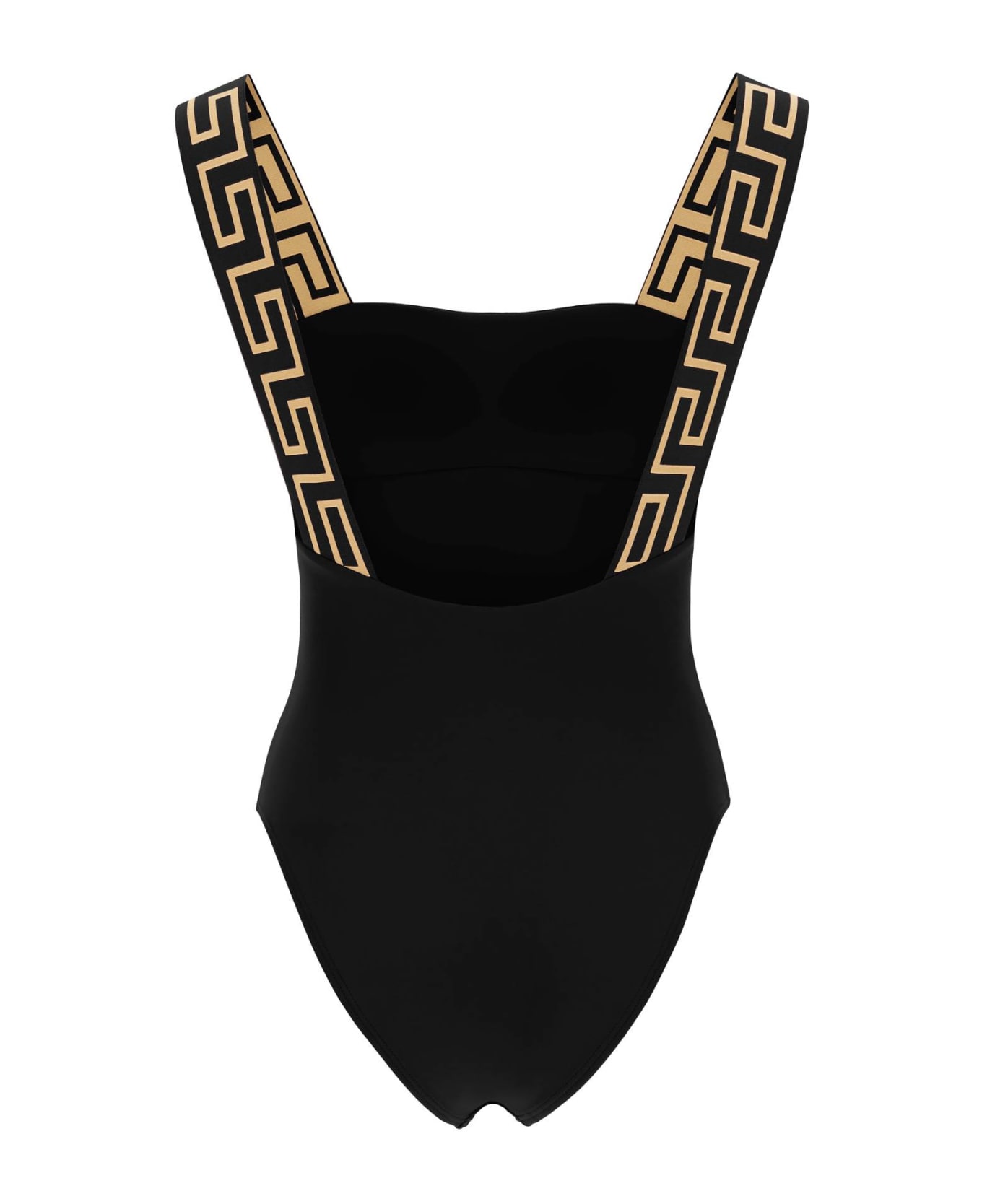 Versace One-piece Swimsuit With Greek Border - BLACK (Black)