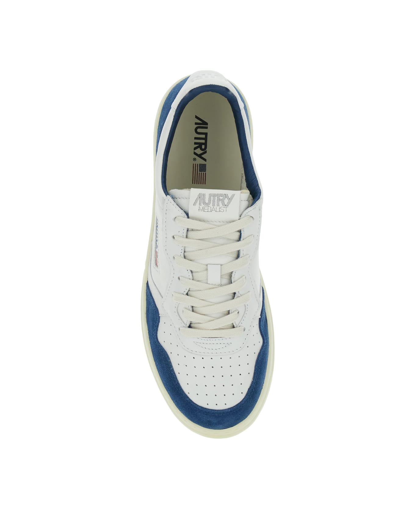 Autry 'medalist Low' White Low Top Sneakers With Side Logo Detail In Leather And Suede Man - White