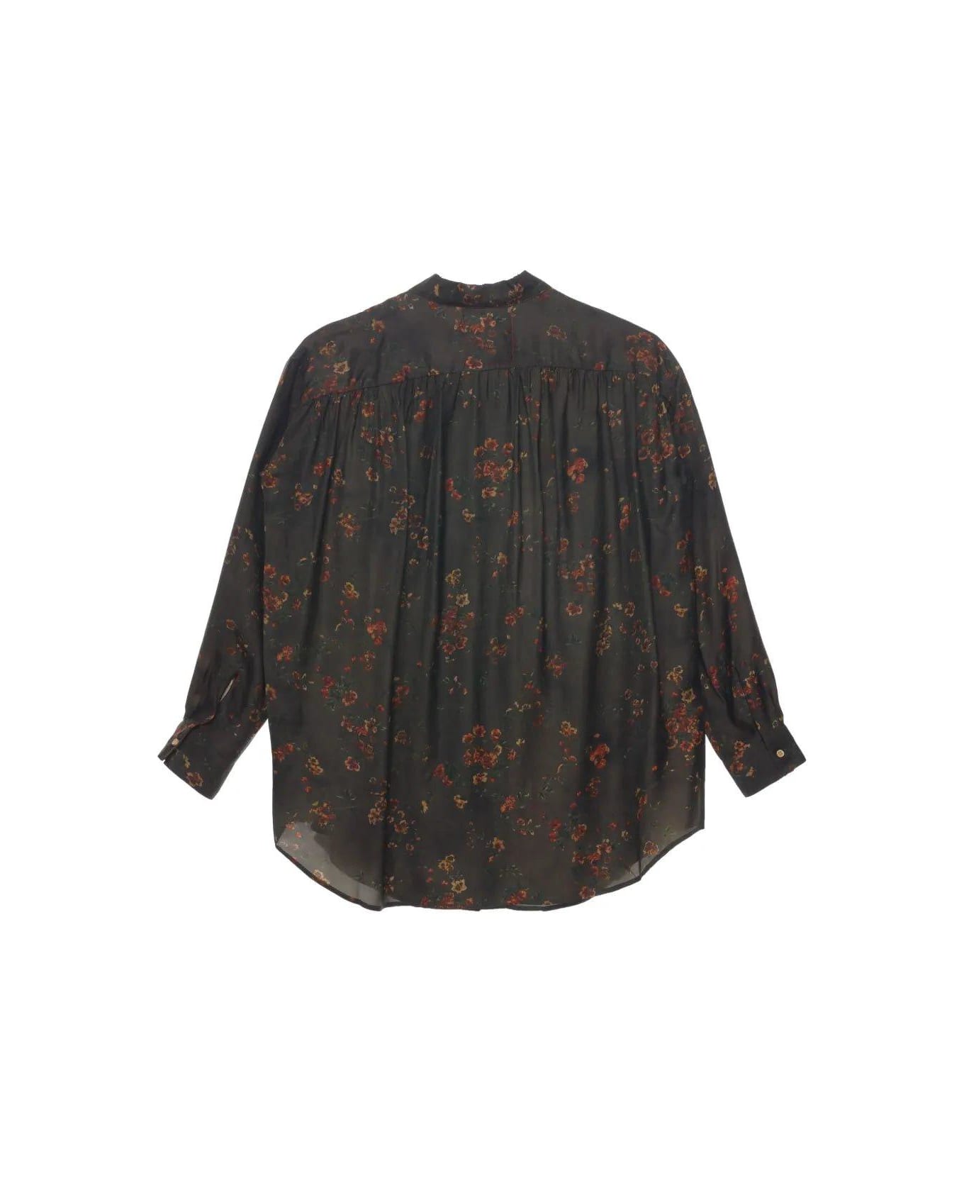 Uma Wang Floral Printed Curved Hem Shirt - GREEN