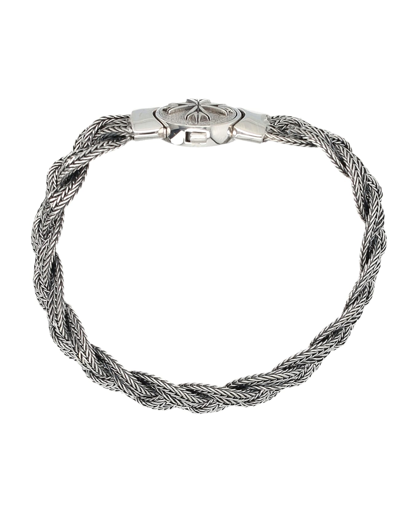 Emanuele Bicocchi Large Diamond-cut Flat Braided Bracelet - SILVER