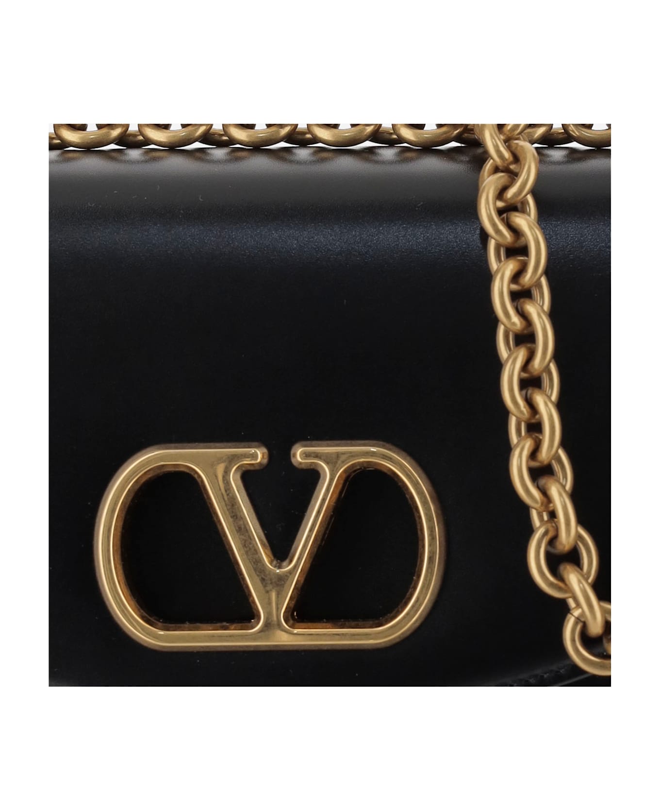 Valentino Garavani Vain Leather Small Shoulder Bag - Black