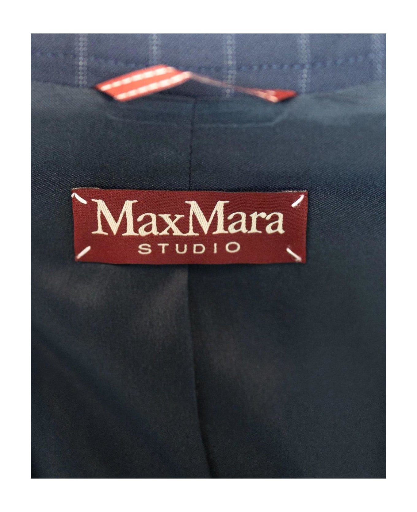 Max Mara Studio Sella Wool Pinstripe Blazer - Blue