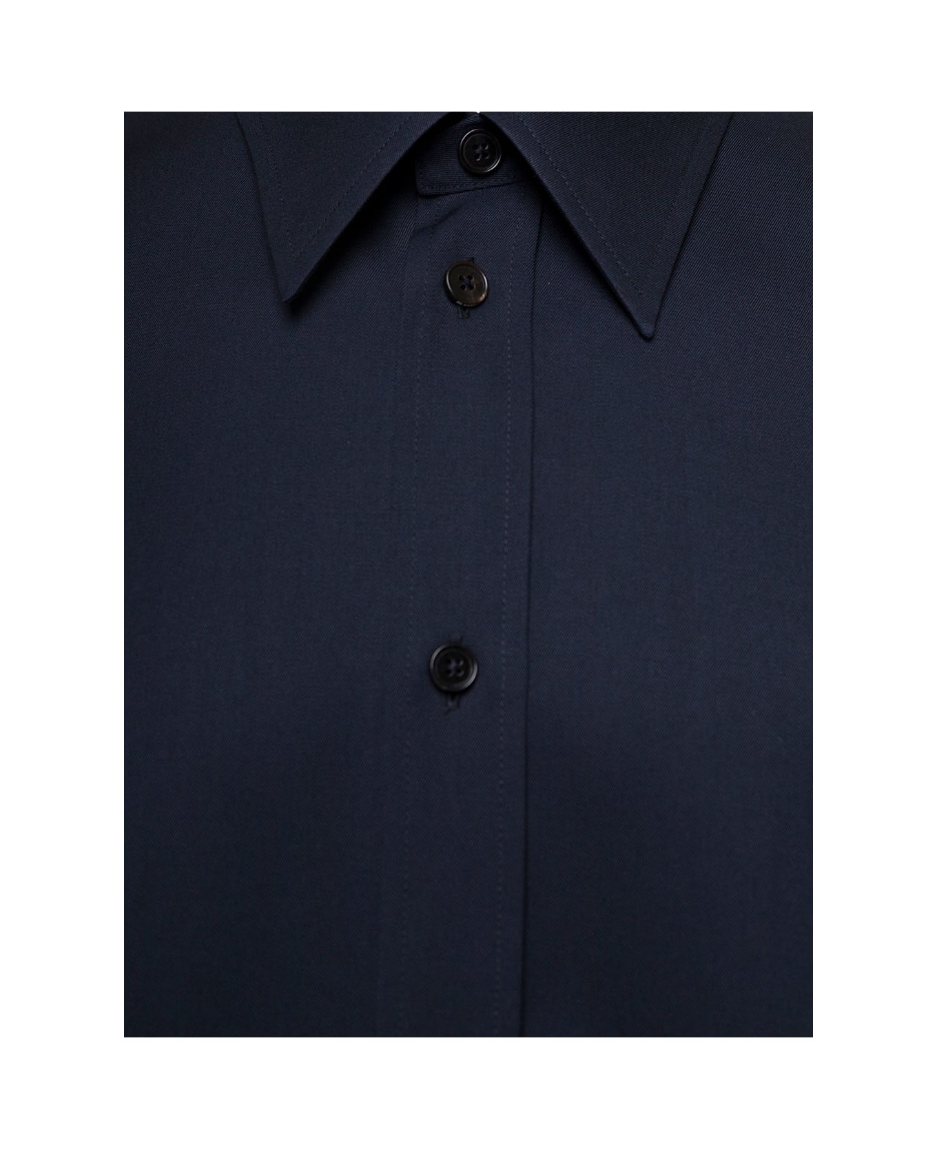 Jil Sander Blue Shirt With Classic Collar And Tonal Buttons In Wool Man - Blu