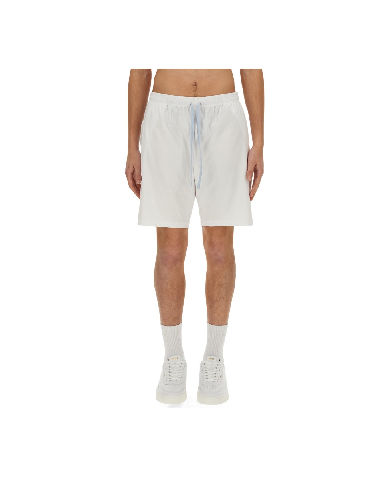 Hugo Boss Cotton Bermuda Shorts - WHITE