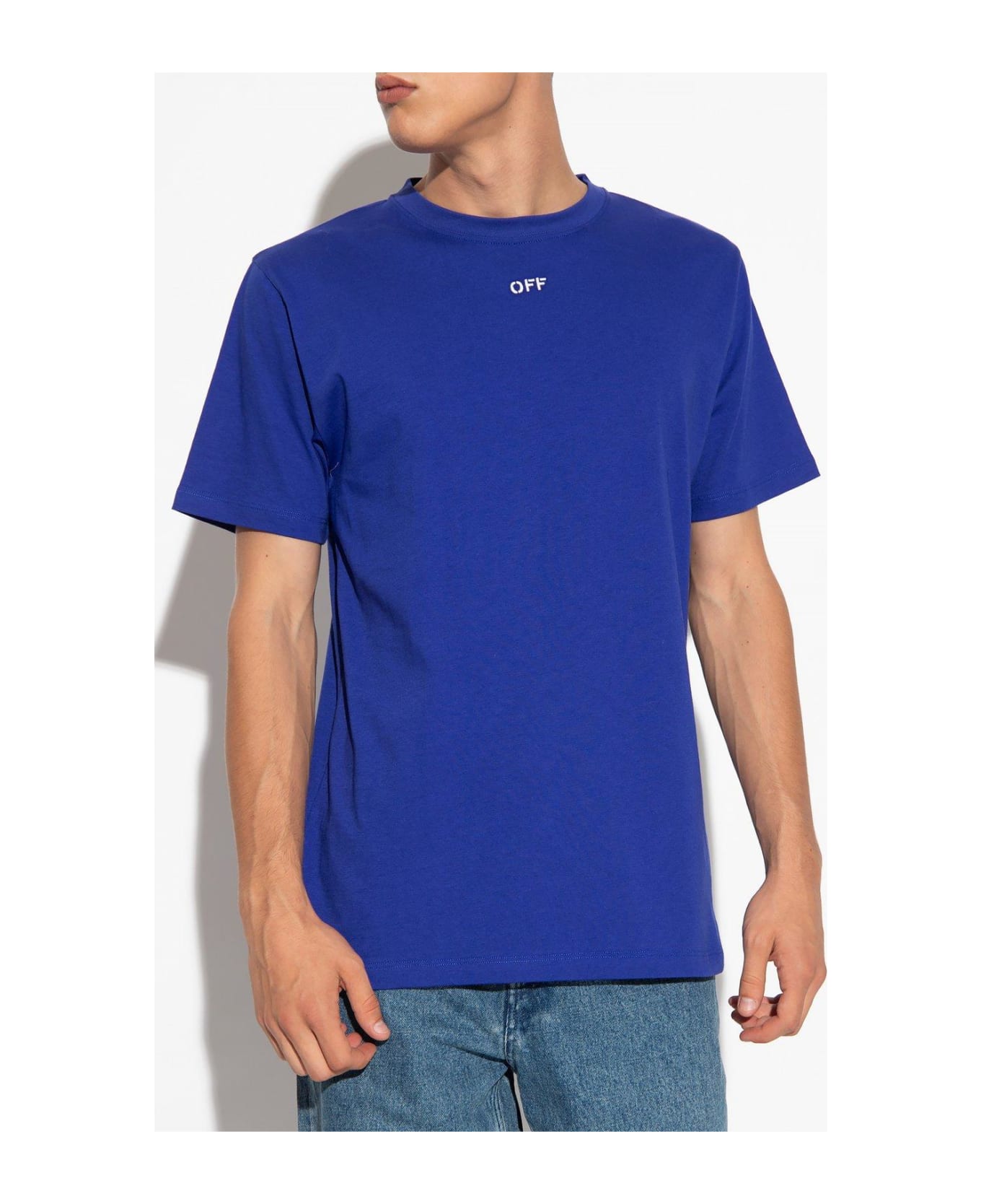Off-White Logo Embroidered Crewneck T-shirt - Blue