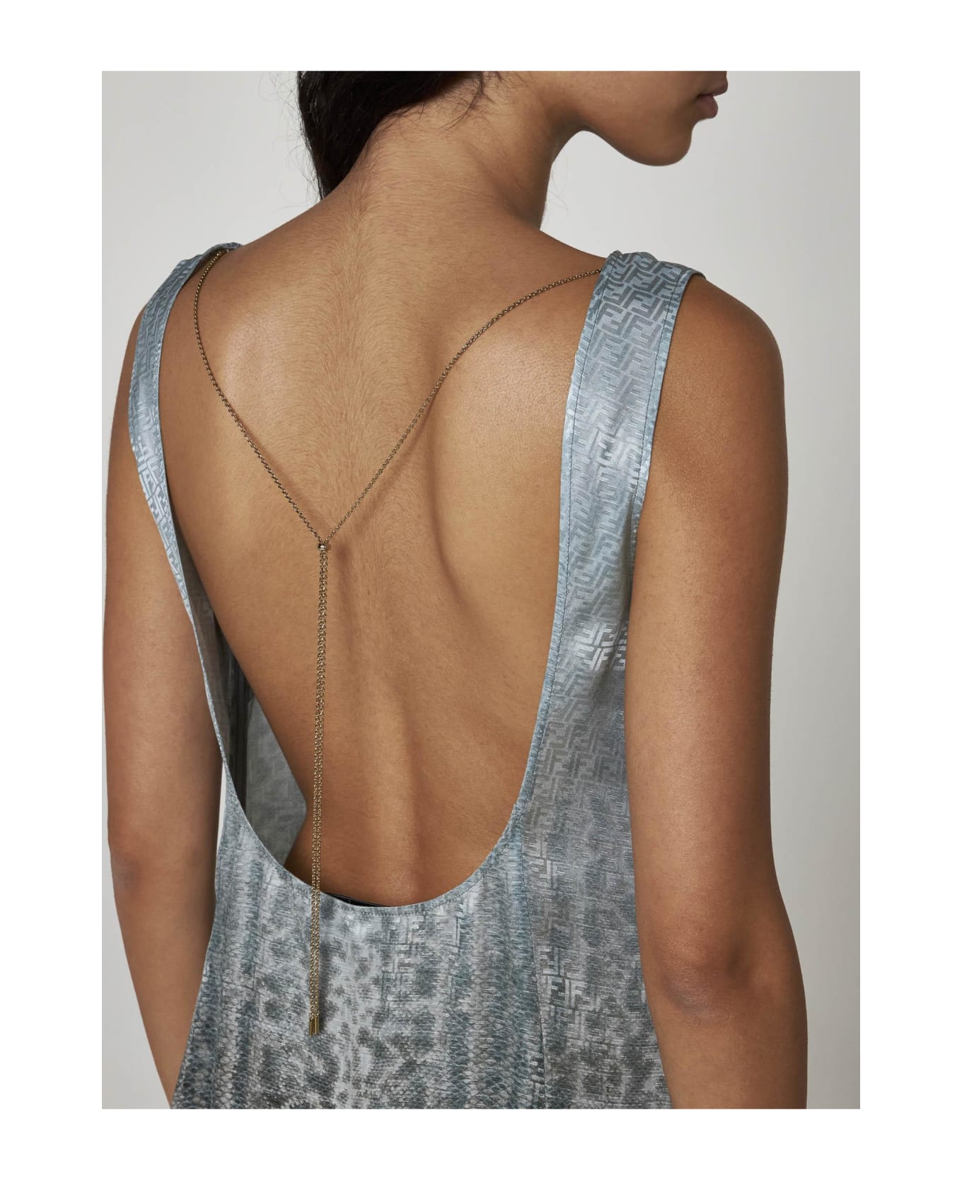 Fendi Gradient Print Silk Long Dress - Clear Blue ワンピース＆ドレス