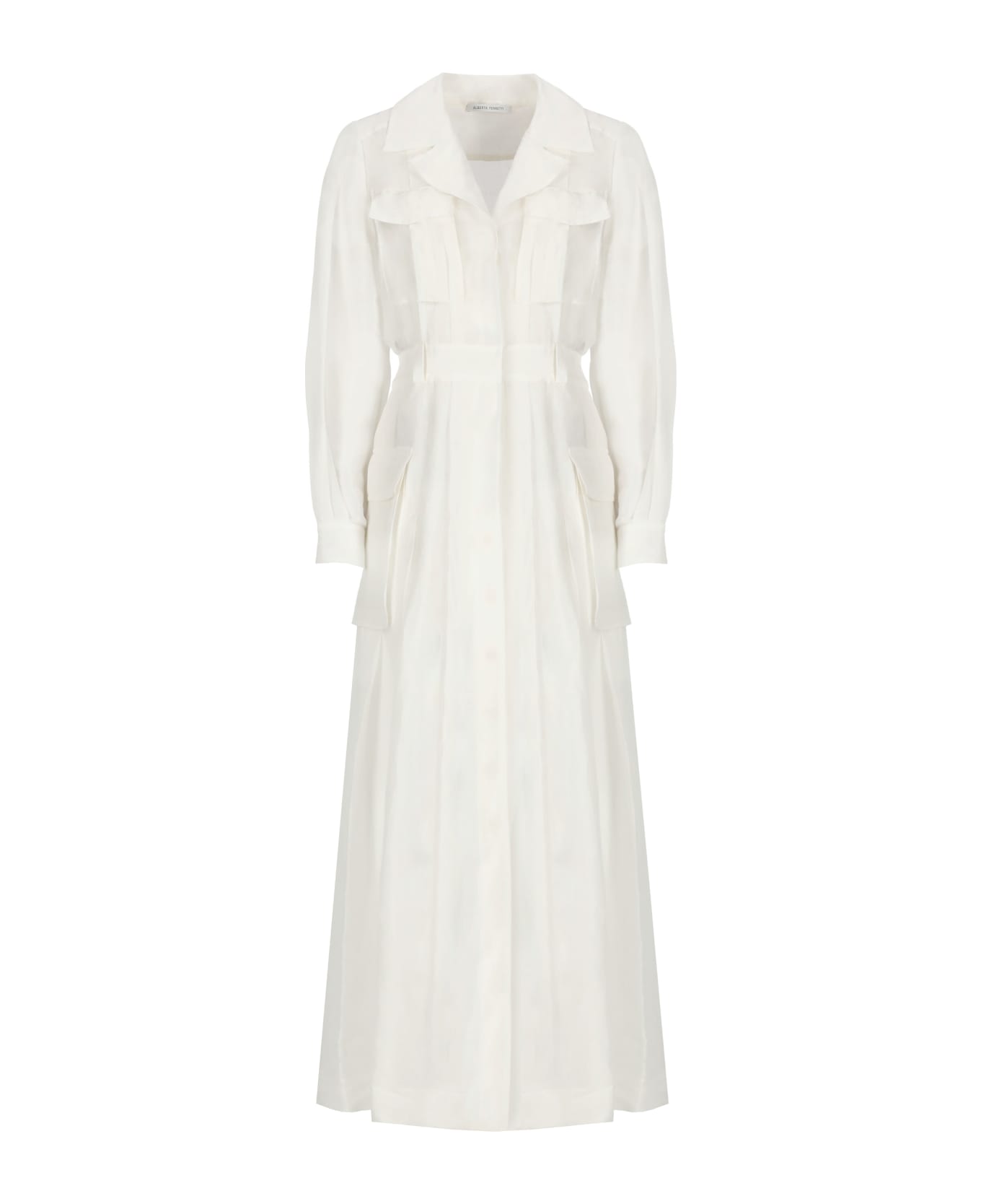 Alberta Ferretti Linen And Silk Chemisier Dress - White ワンピース＆ドレス