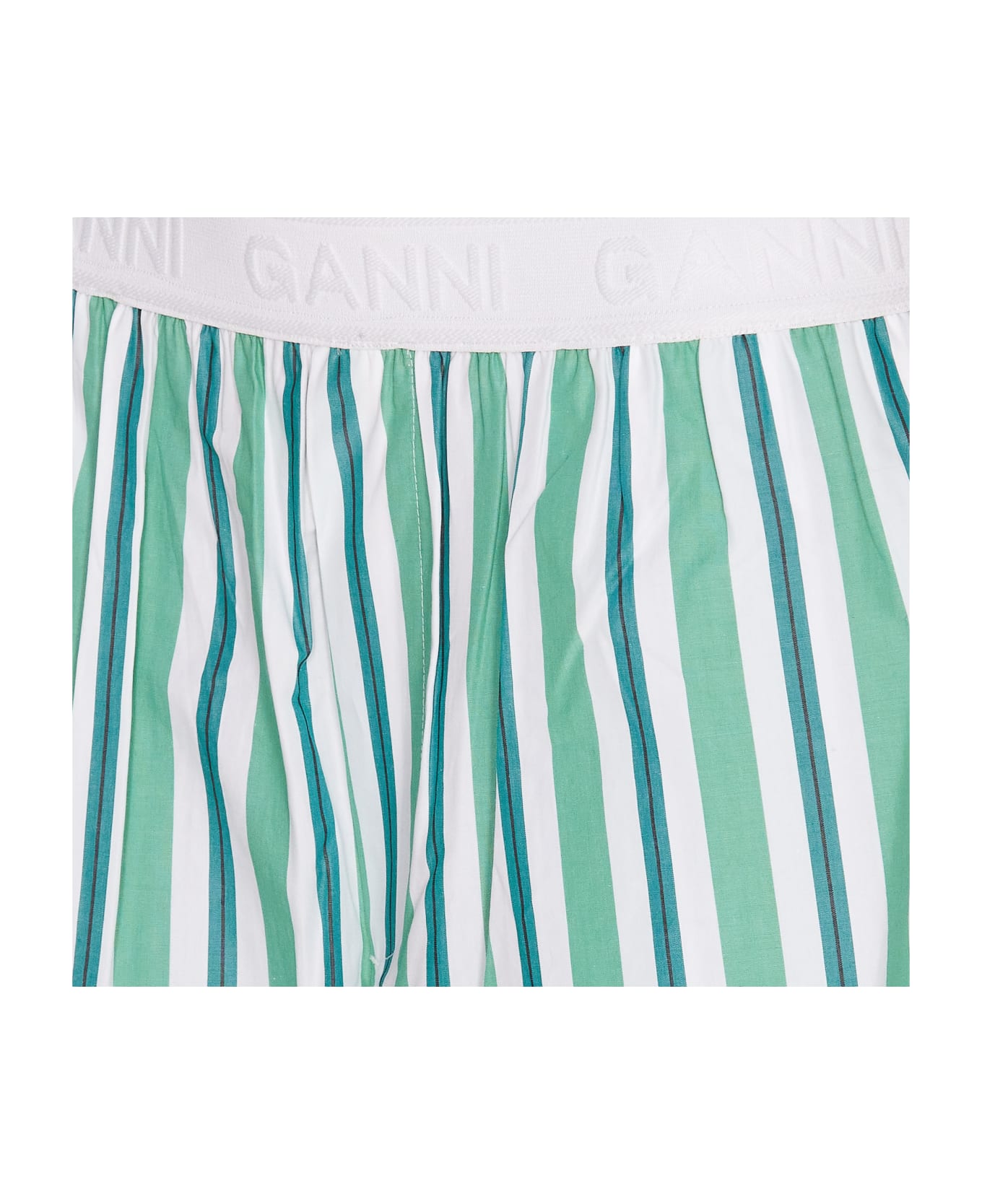 Ganni Striped Shorts - GREEN