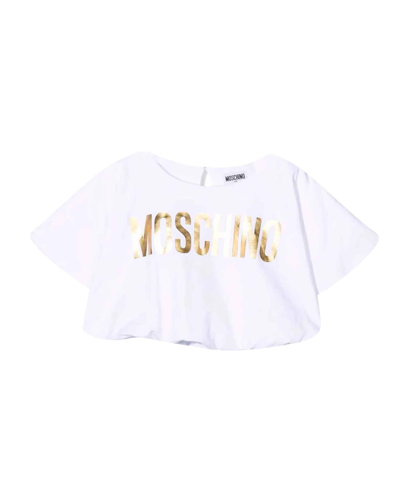 Moschino White T-shirt With Gold Logo - WHITE