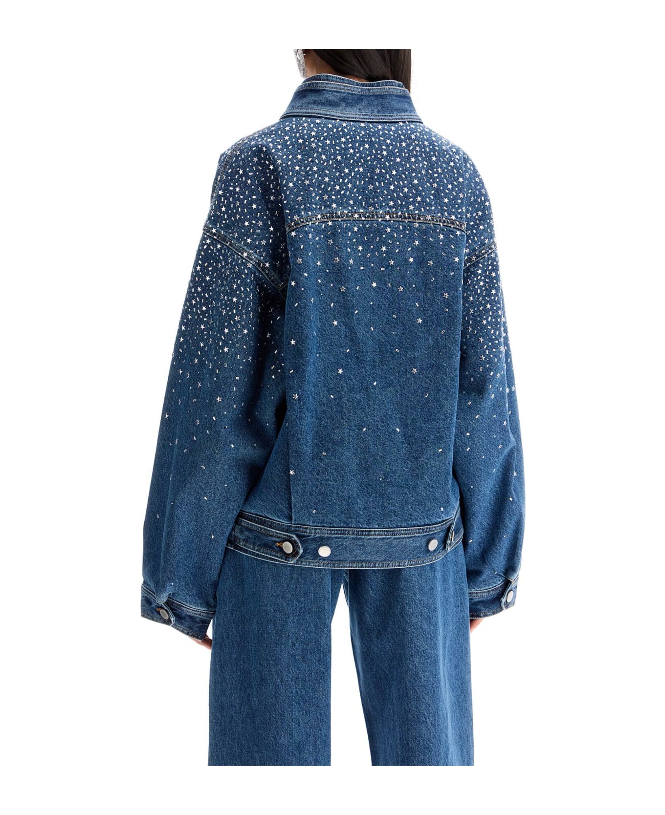 Alessandra Rich Denim Bomber Jacket - BLUE (Blue)