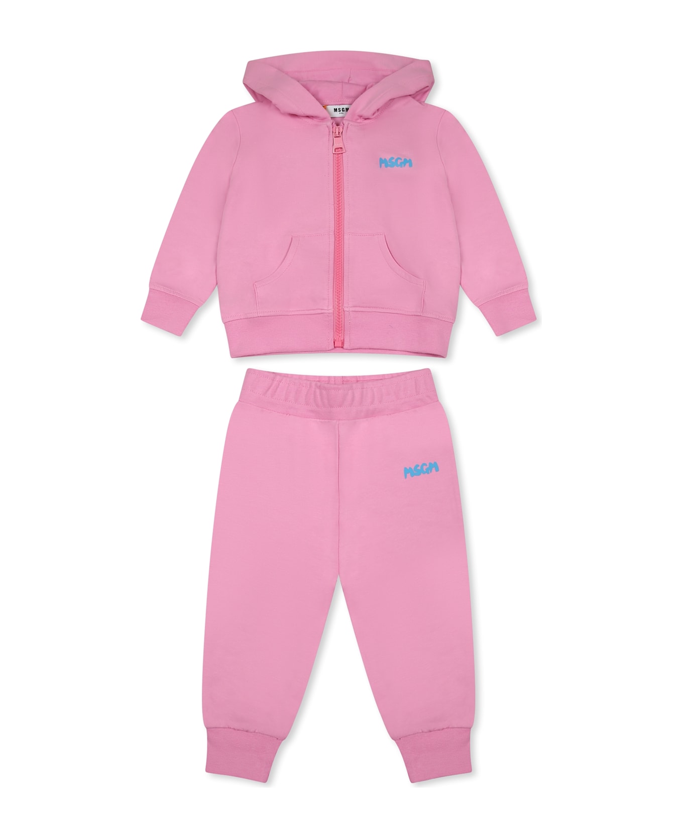 MSGM Pink Suit For Baby Girl With Logo - Pink