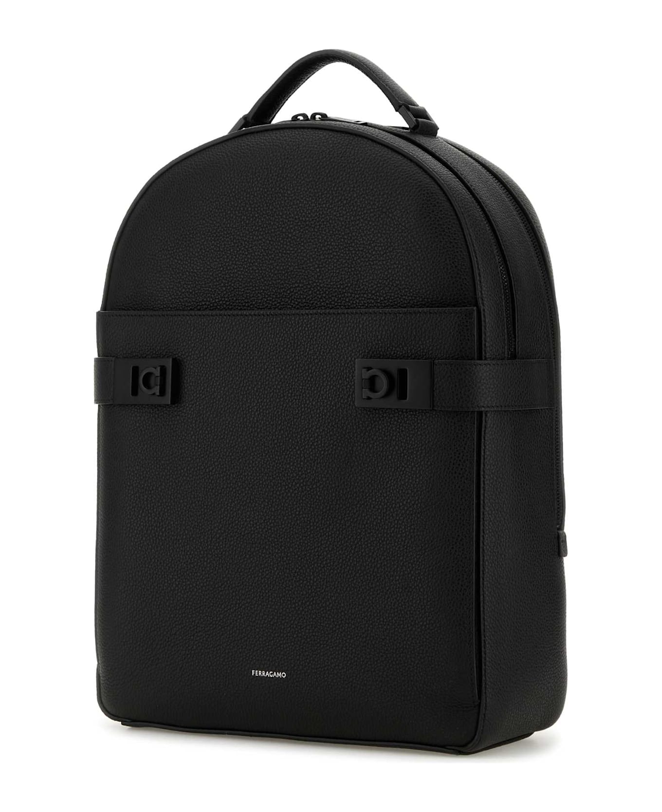Ferragamo Black Leather Backpack - NERO