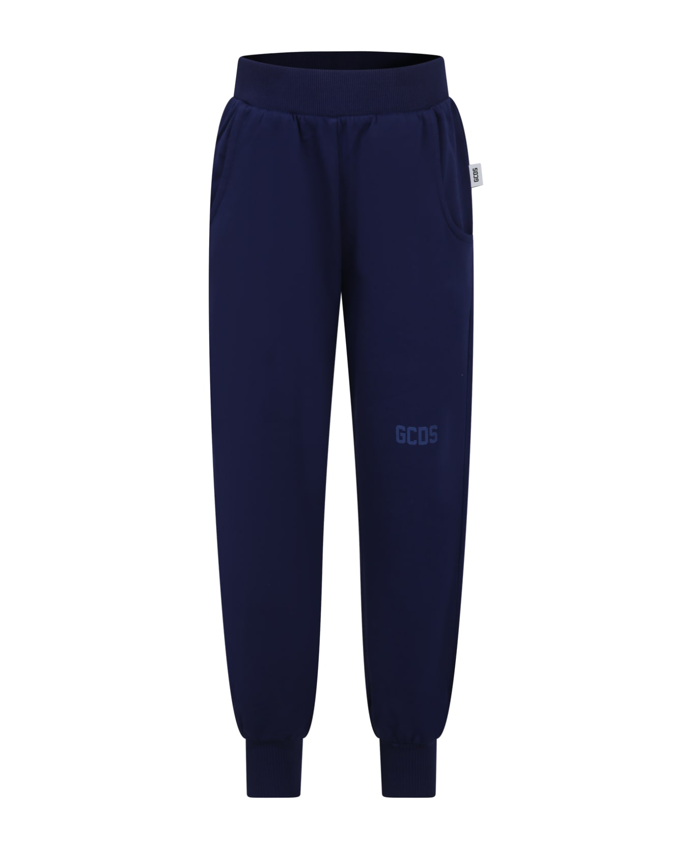 GCDS Mini Blue Trousers For Boy With Logo - Blue