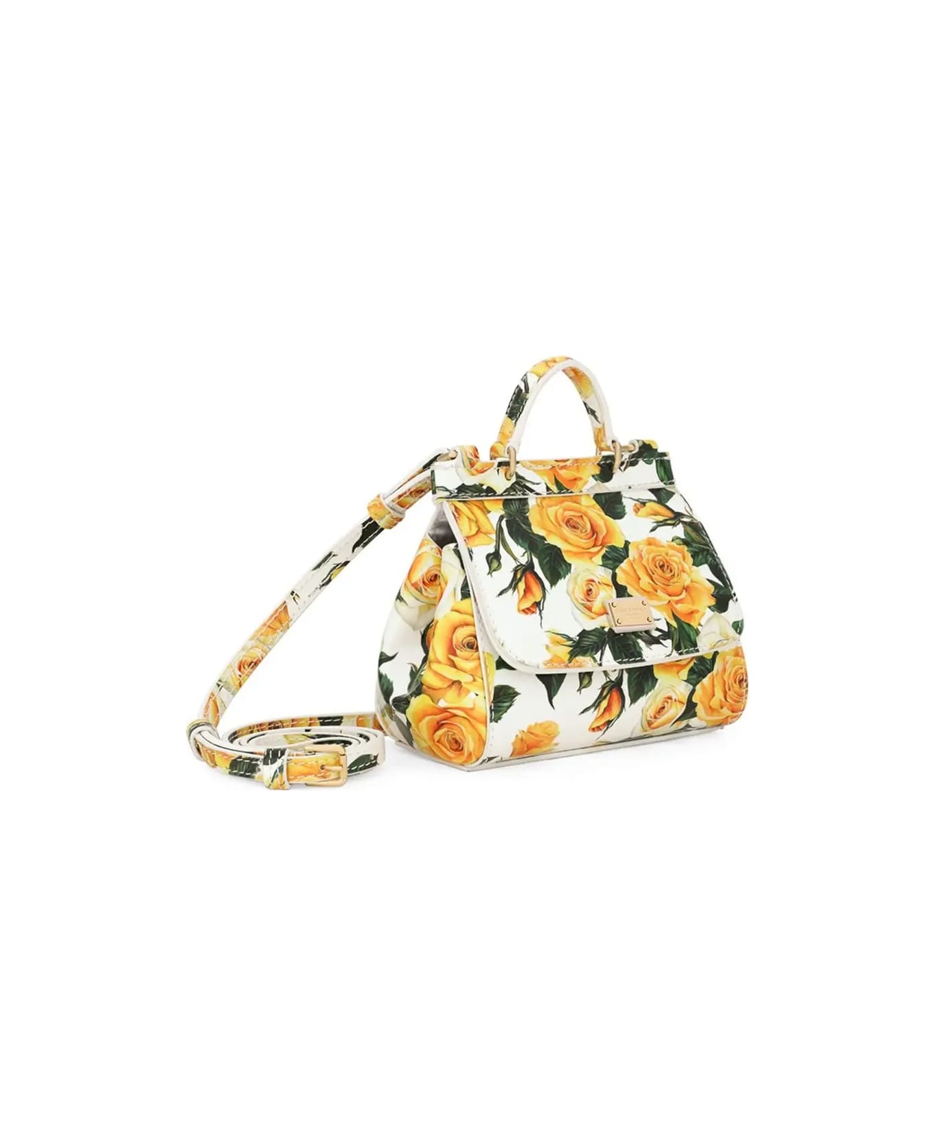 Dolce & Gabbana Sicily Mini Hand Bag With Yellow Rose Print - Yellow アクセサリー＆ギフト