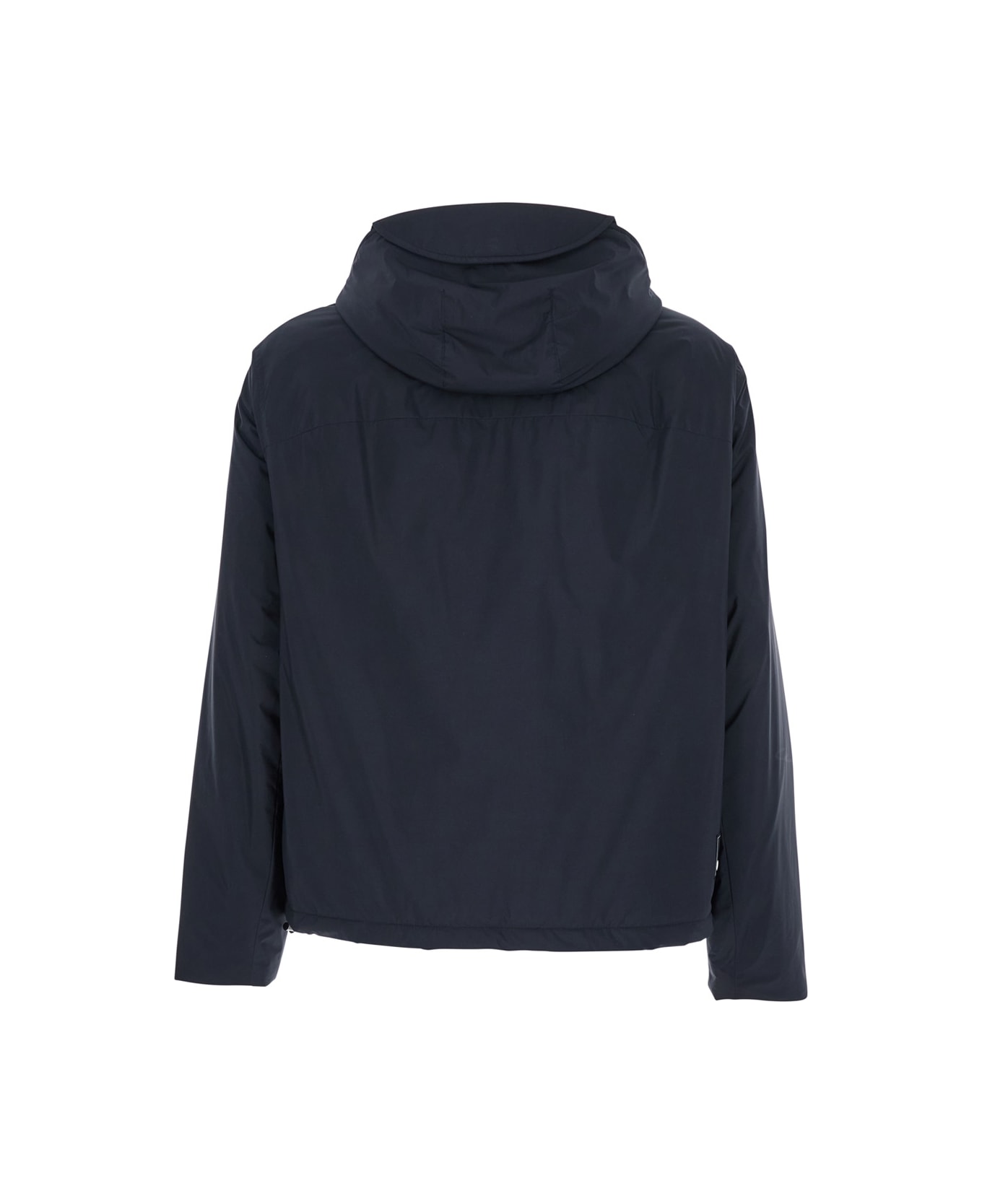 Emporio Armani Blue Down Jacket With Hood And Front Zip Closure In Tech Fabric Man - Blu