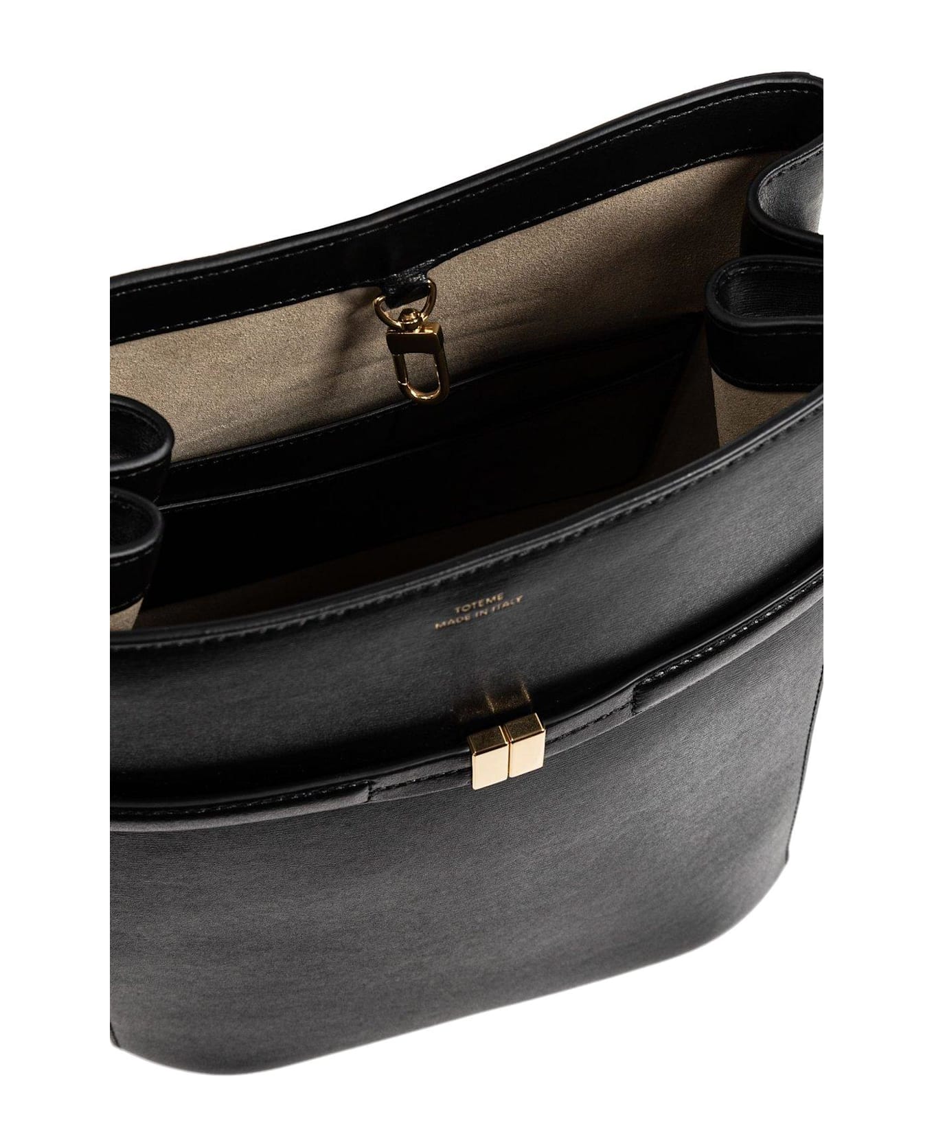 Totême Logo Detailed Belted Bucket Bag - Black