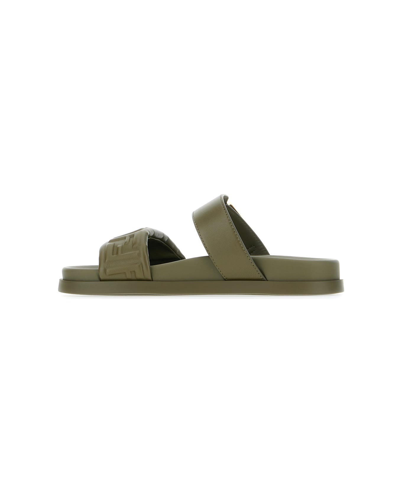 Fendi Olive Green Nappa Leather Feel Sandals - Green