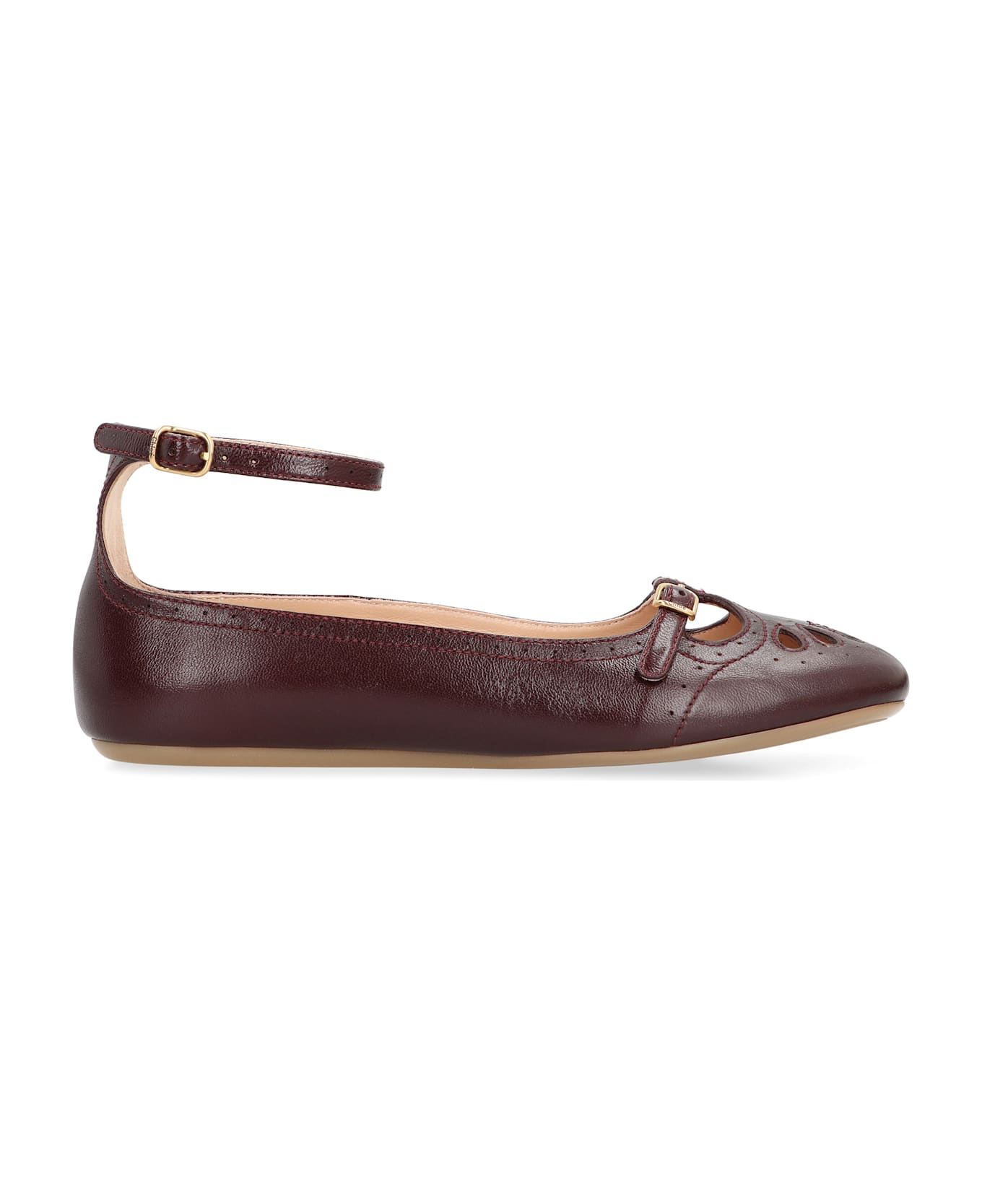 Chloé Misty Ballet Flats In Leather - Red-purple or grape