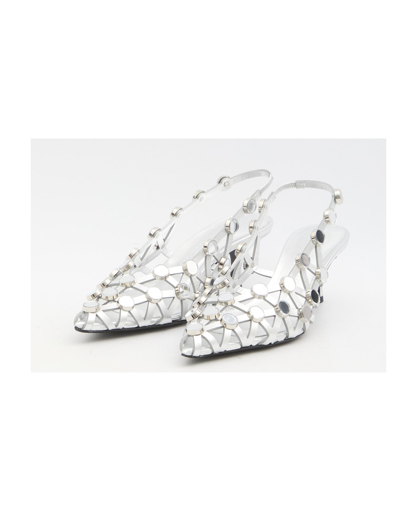 The Attico Grid Slingback - Argento