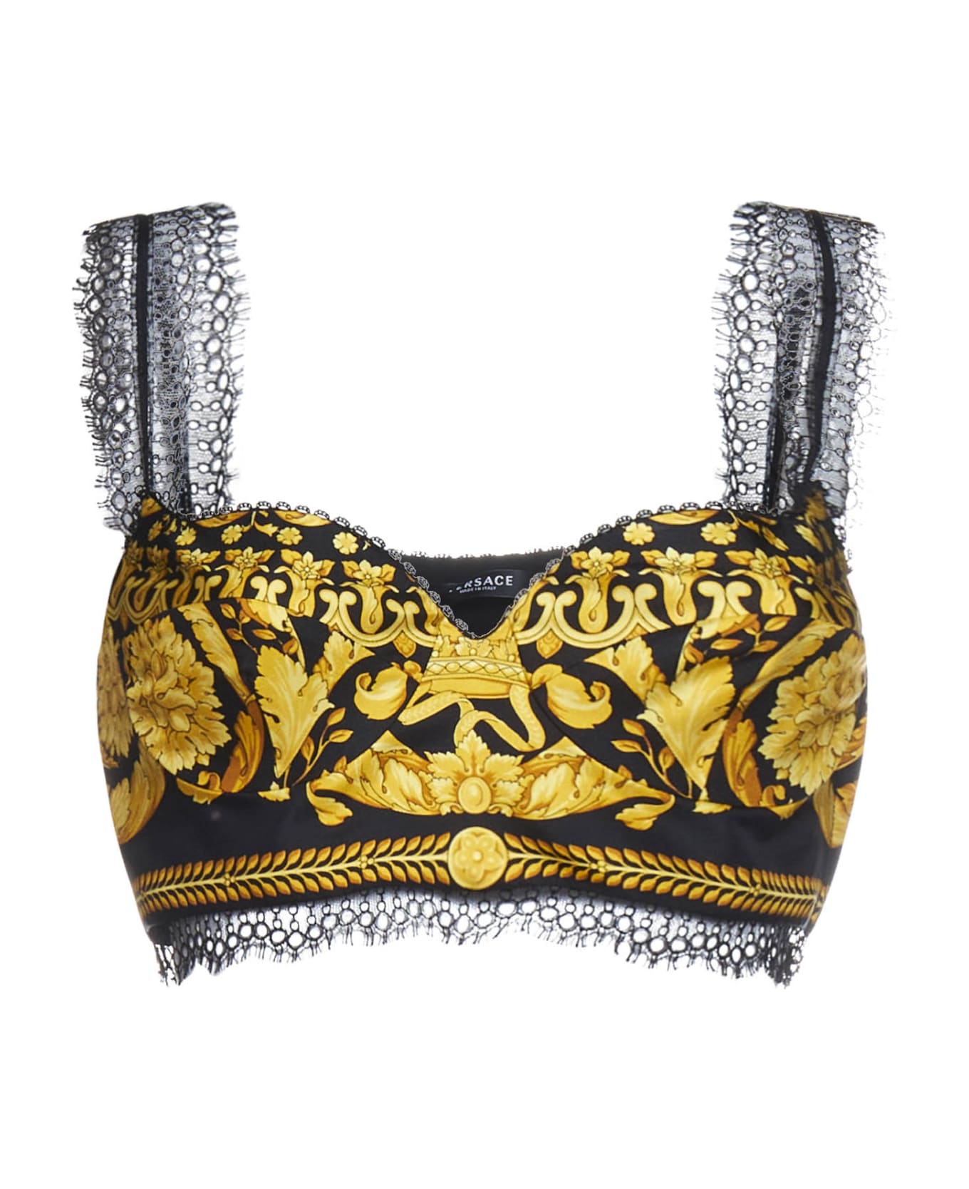Versace Barocco Silk Bralette Top - Gold ブラジャー