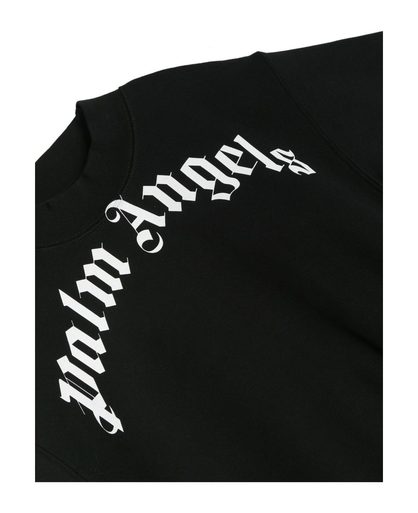 Palm Angels Black Cotton Sweatshirt - Black Whit ニットウェア＆スウェットシャツ