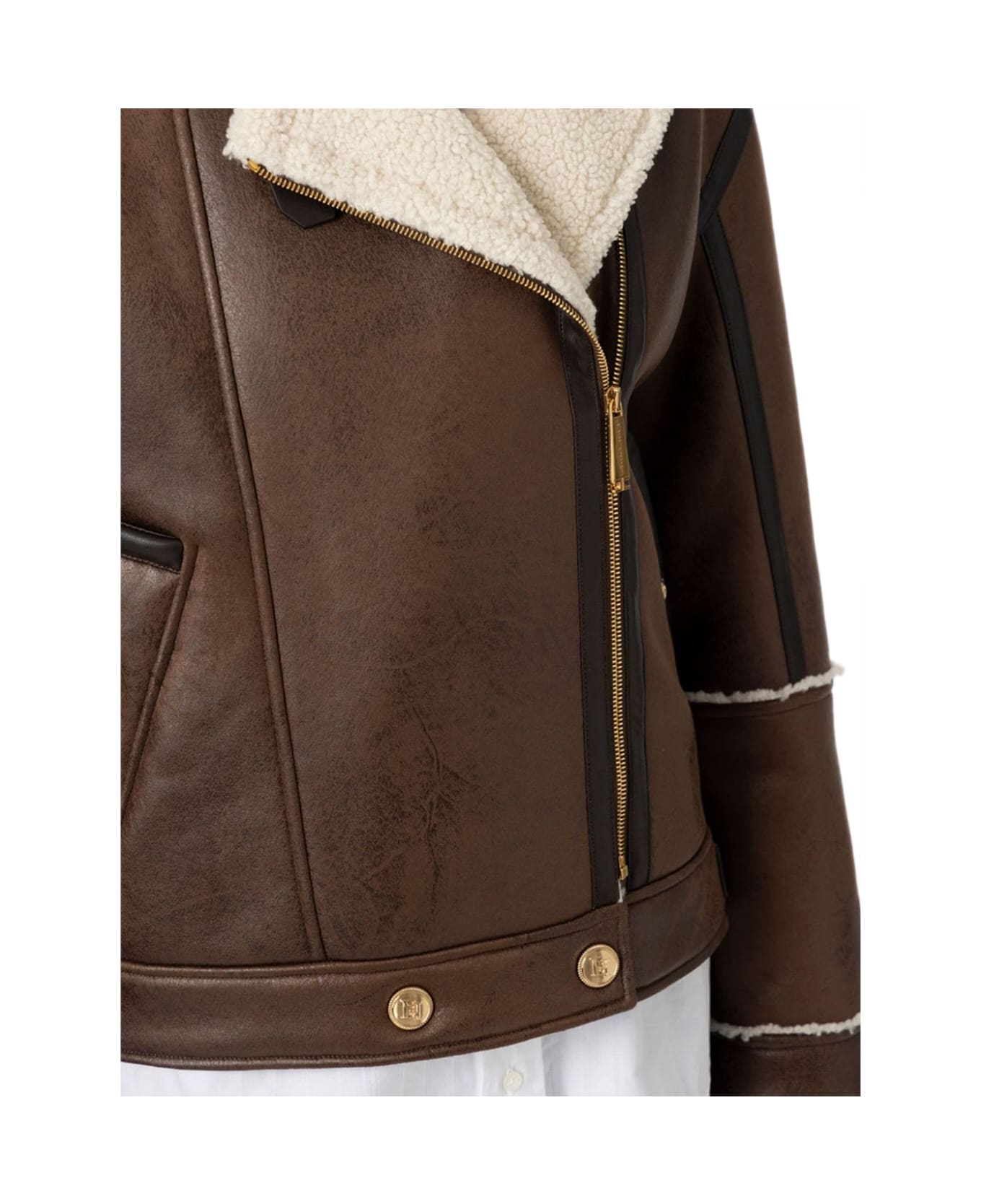 Elisabetta Franchi Coat - Leather Brown