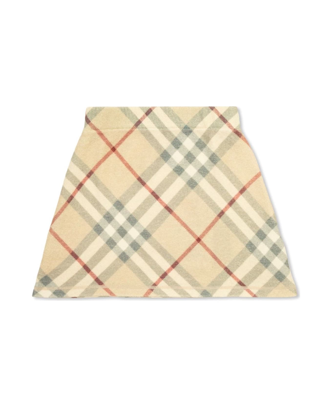 Burberry Checked A-line Skirt - NEUTRALS