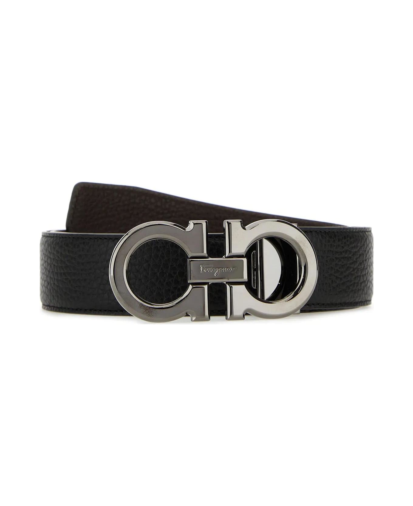 Ferragamo Black Leather Reversible Belt - Nerohickor
