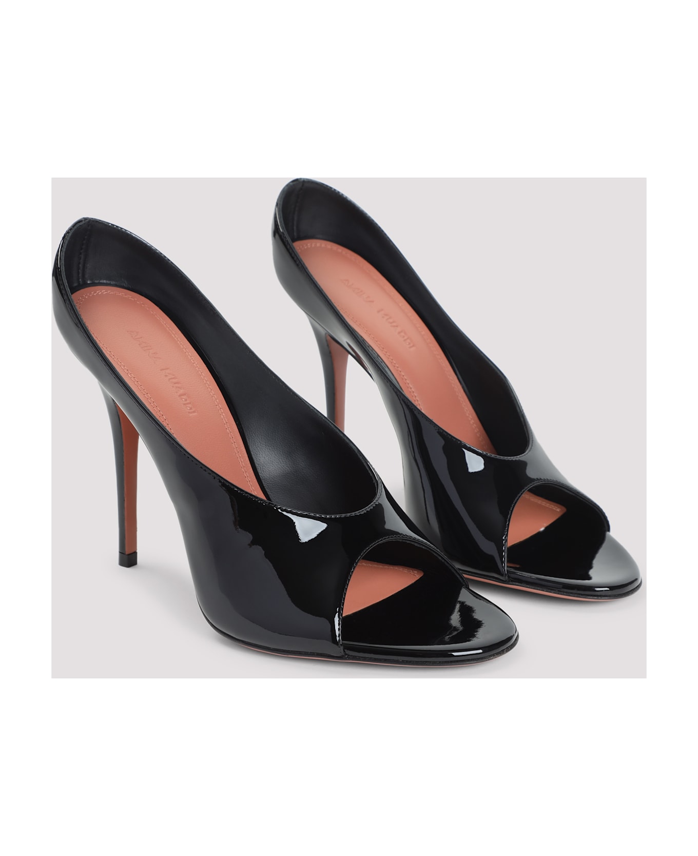 Amina Muaddi Anok 105 Patent Slippers - Black