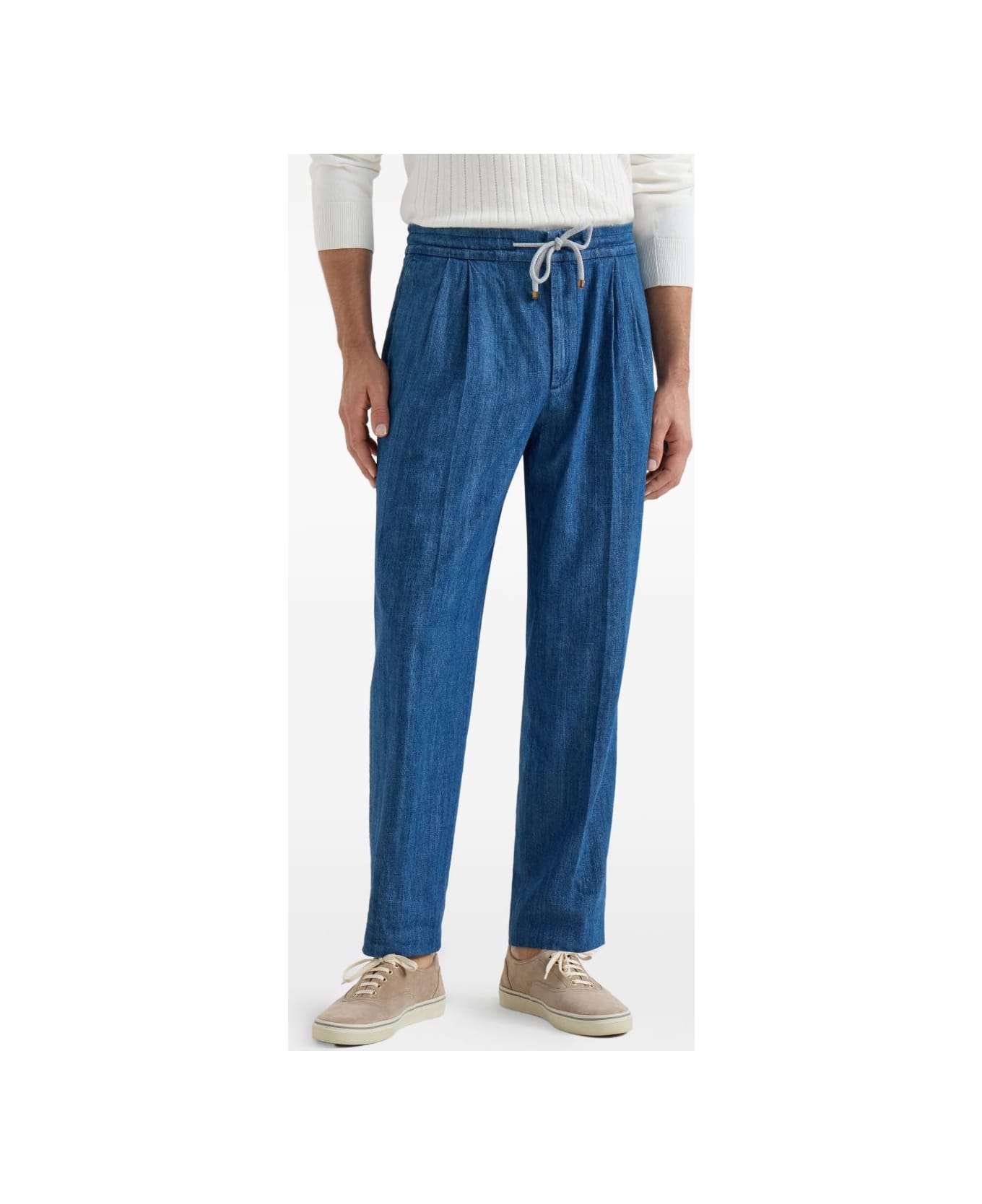 Brunello Cucinelli Cotton Trousers - Clear Blue