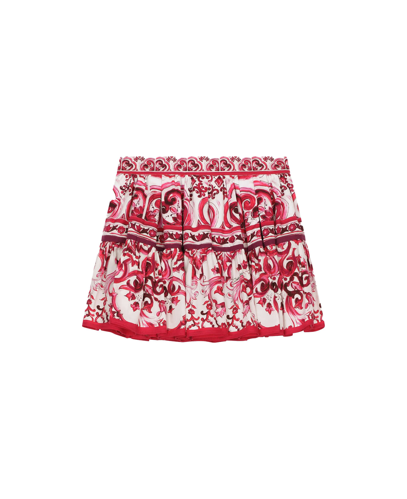 Dolce & Gabbana Short Skirt With Fuchsia Majolica Print - Pink ボトムス