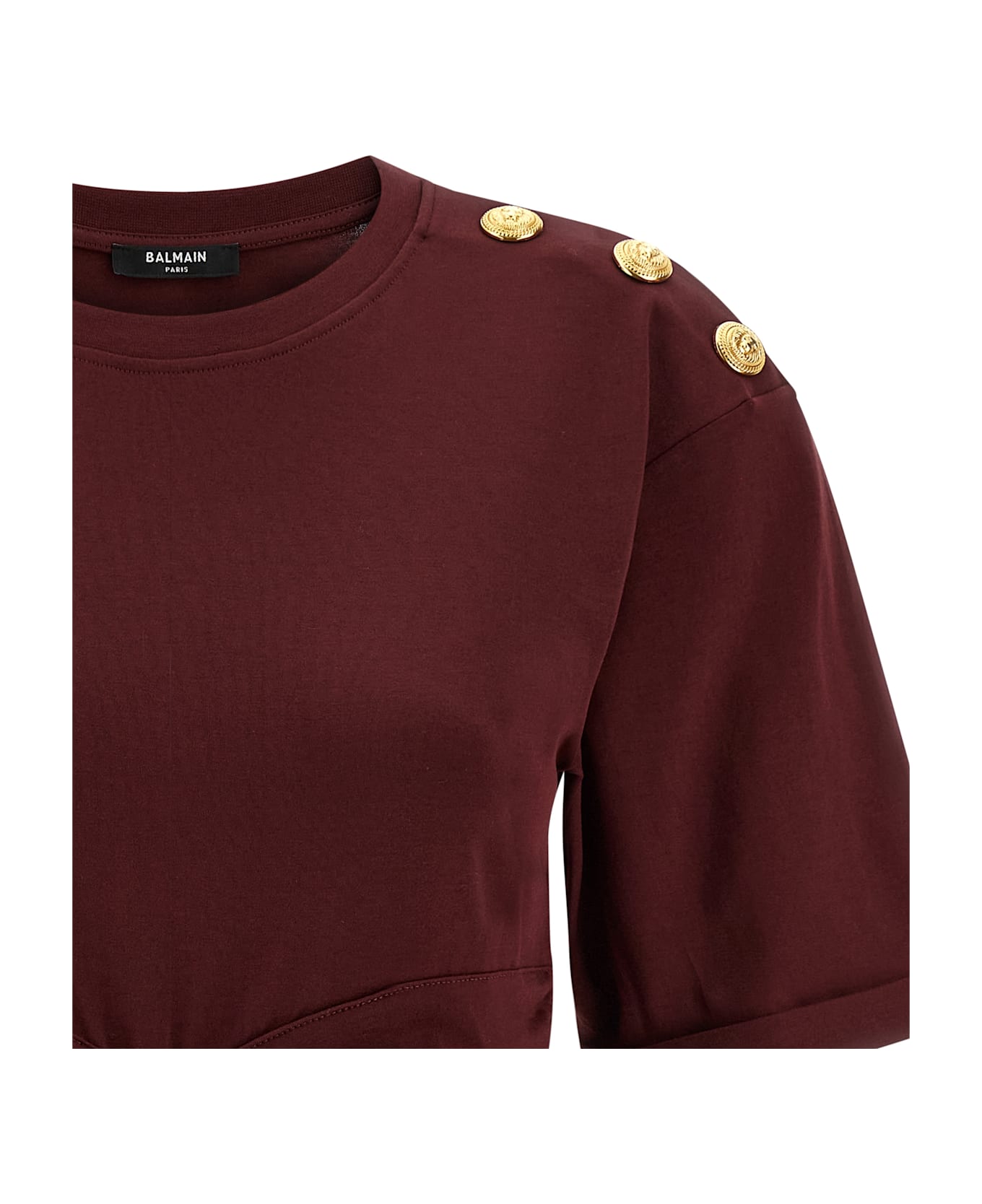 Balmain Knotted Crop T-shirt - Bordeaux