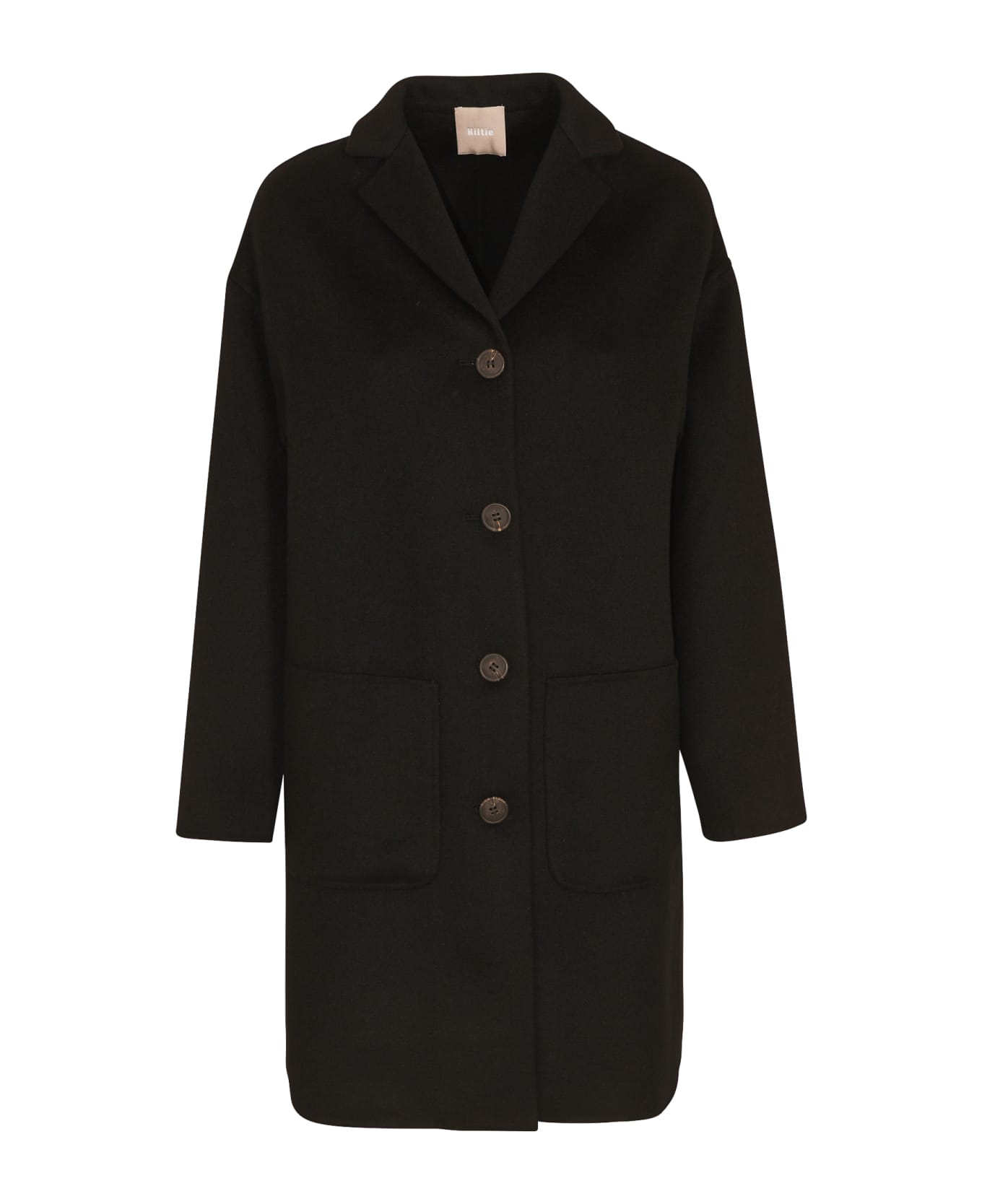 Kiltie Buttoned Long Coat - Black
