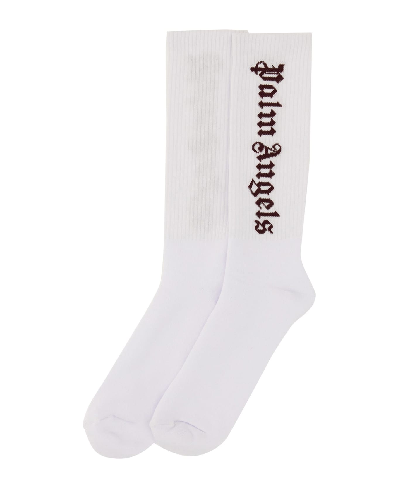 Palm Angels Classic Logo Socks - WHITE BORDEAUX