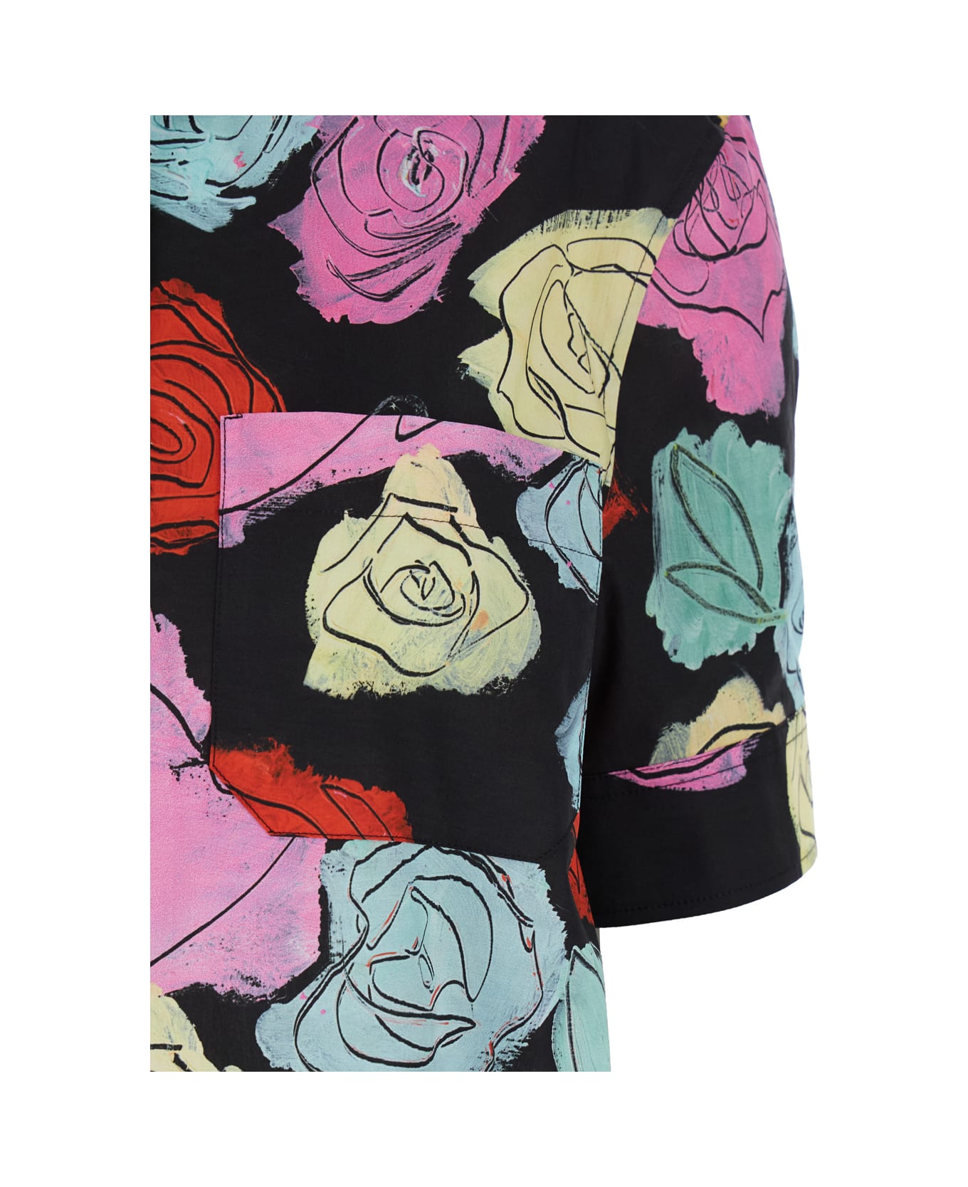 Marni Multicolor Shirt With All-over Rose Print And Chest Pocket In Cotton Woman - Multicolor