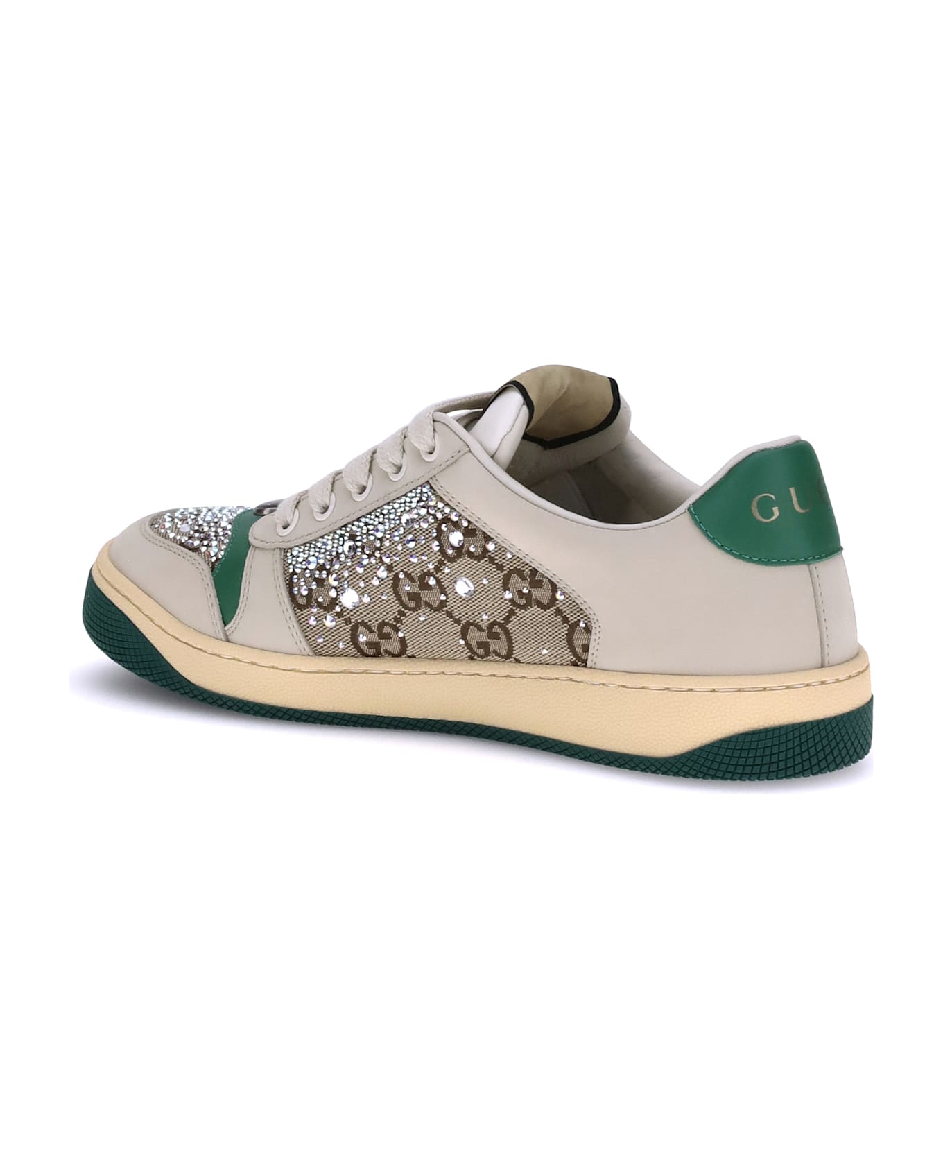 Gucci Rhinestone Screener Sneakers - Beige