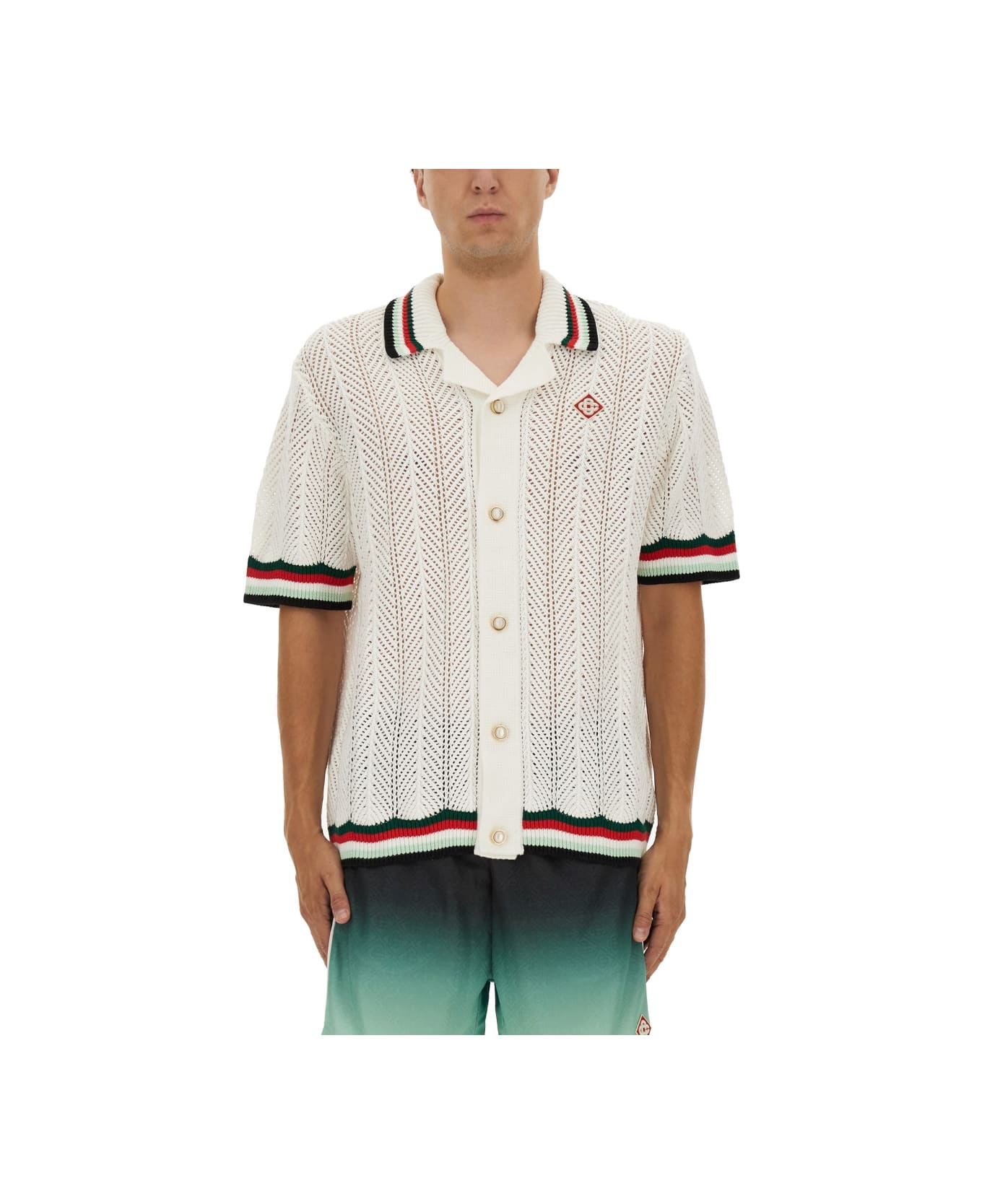 Casablanca Crochet Shirt "ondulee Mountains" - WHITE