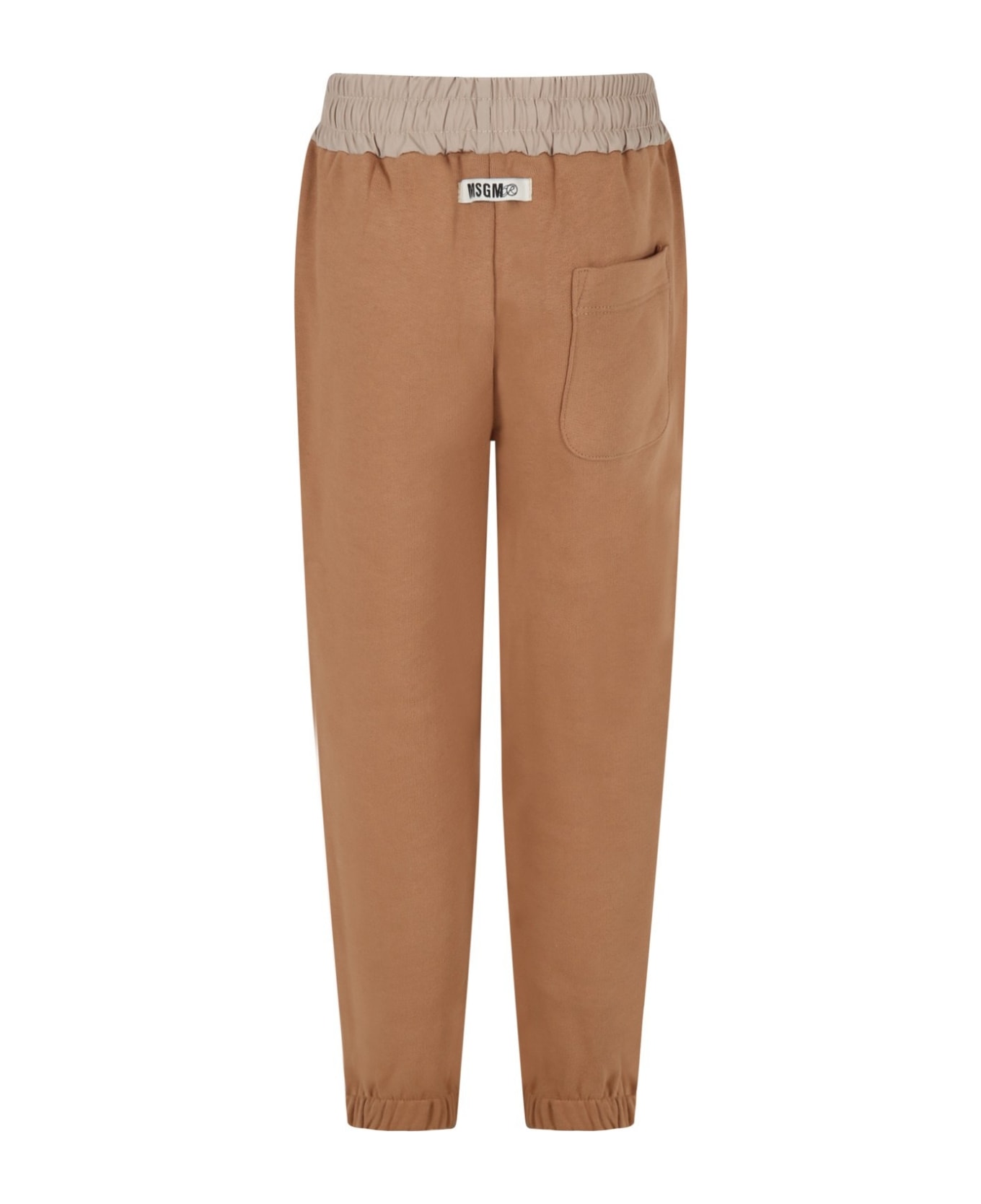 MSGM Trousers With Logo - Cream
