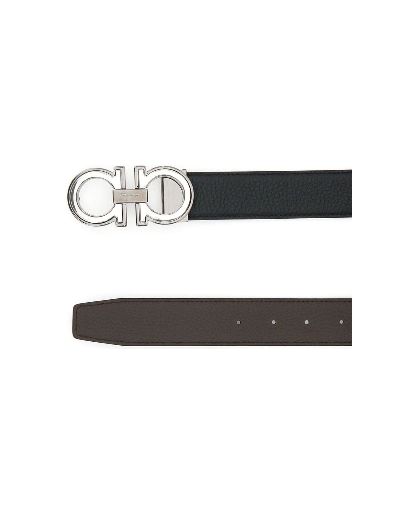 Ferragamo Gancin Reversible Buckle Belt - BLACK