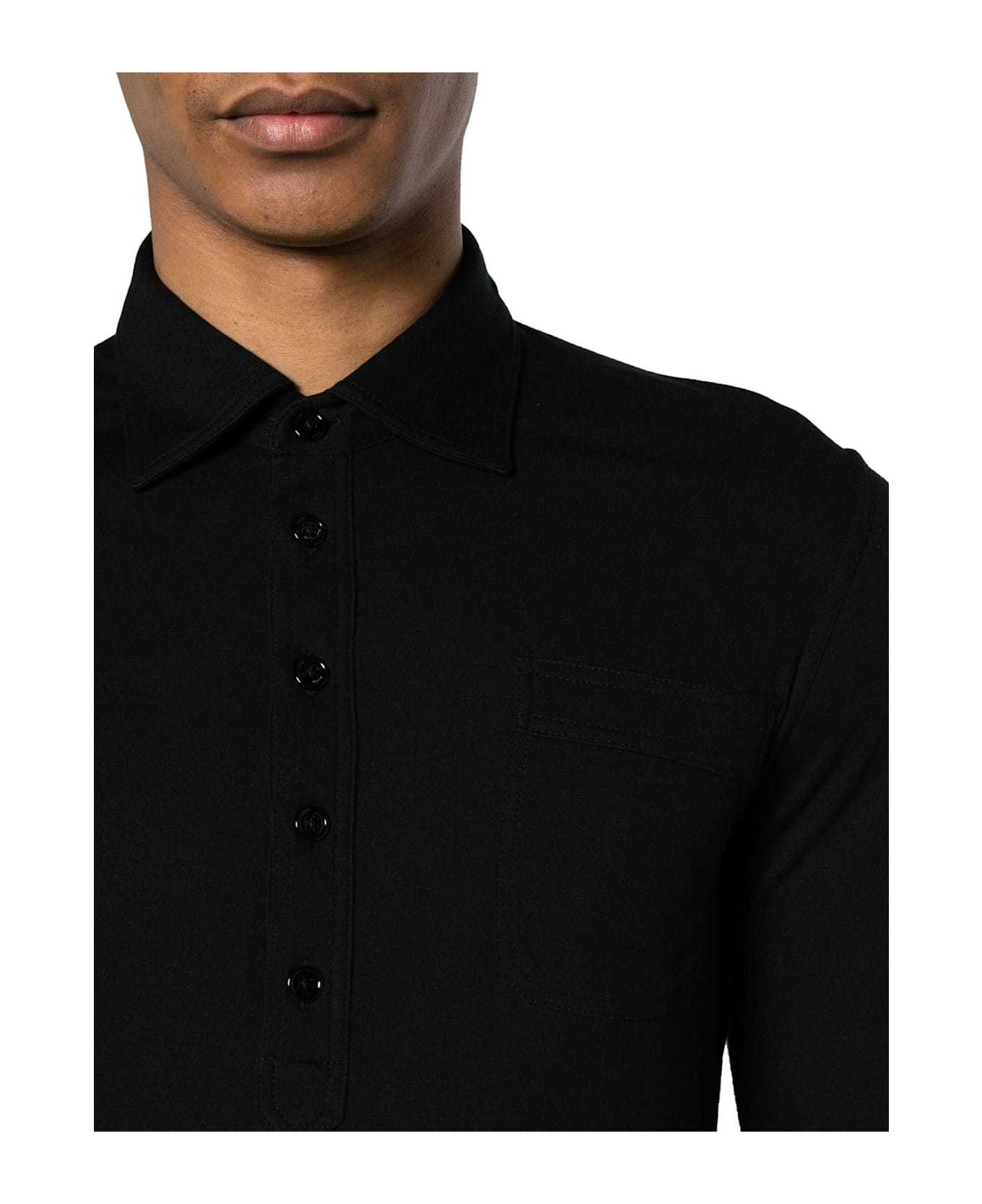 Tom Ford Chest-pocket Jersey Polo Shirt - Black