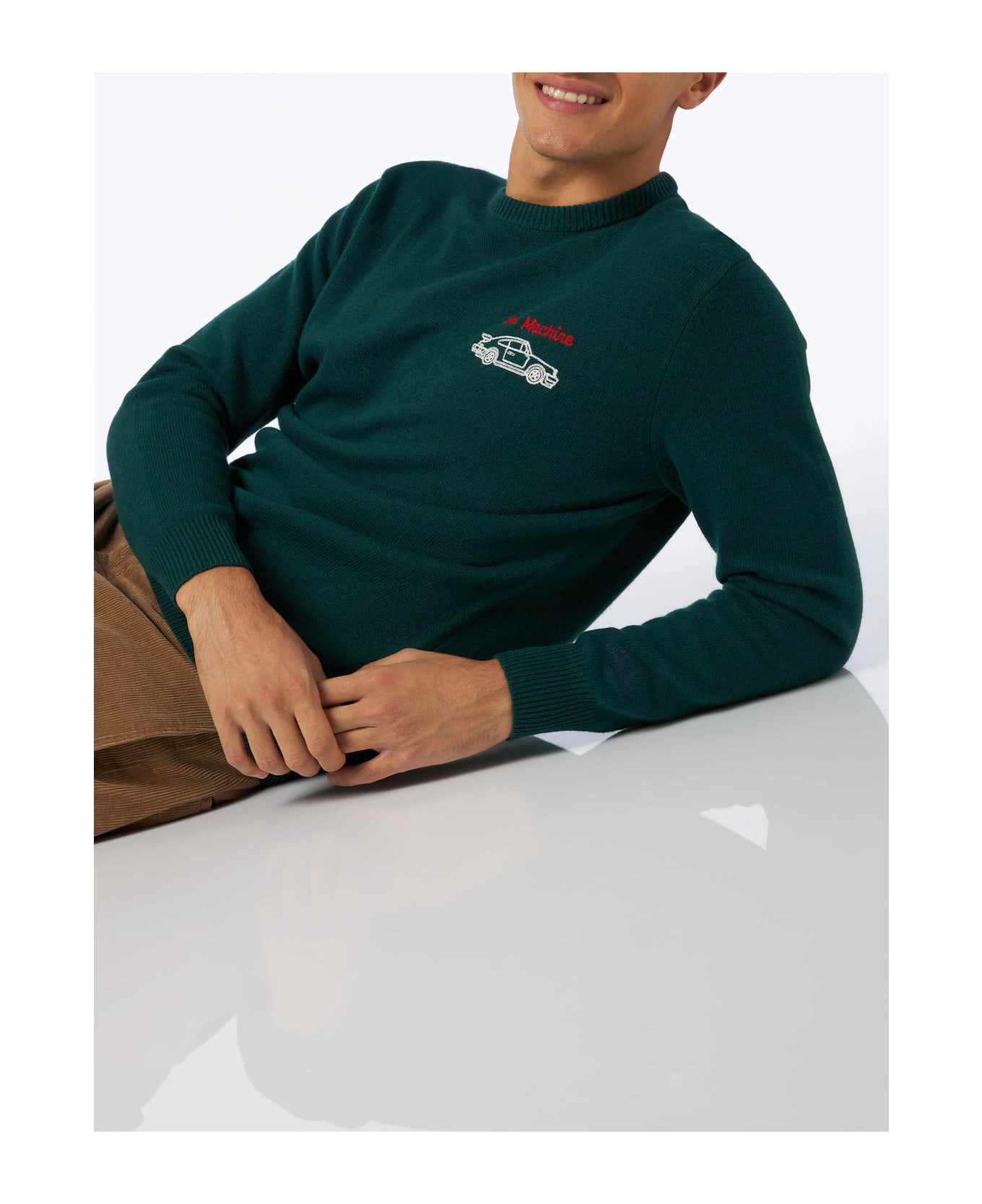 MC2 Saint Barth Man Crewneck Sweater With Sex Machine Embroidery - GREEN
