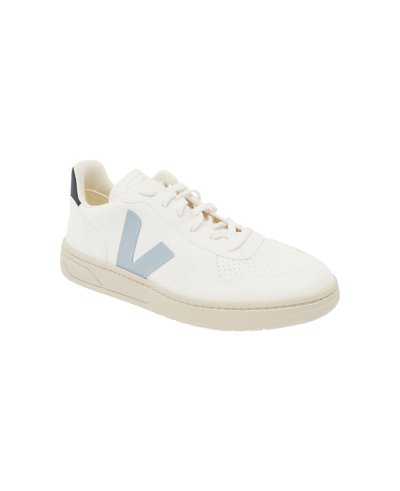 Veja White And Light Blue Sneakers With Logo Details In Leather Man - White スニーカー
