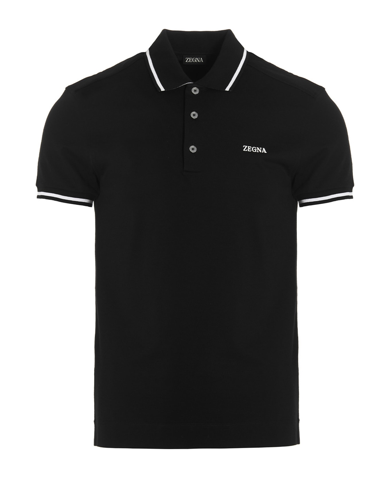 Ermenegildo Zegna Logo Print Polo Shirt - Black  