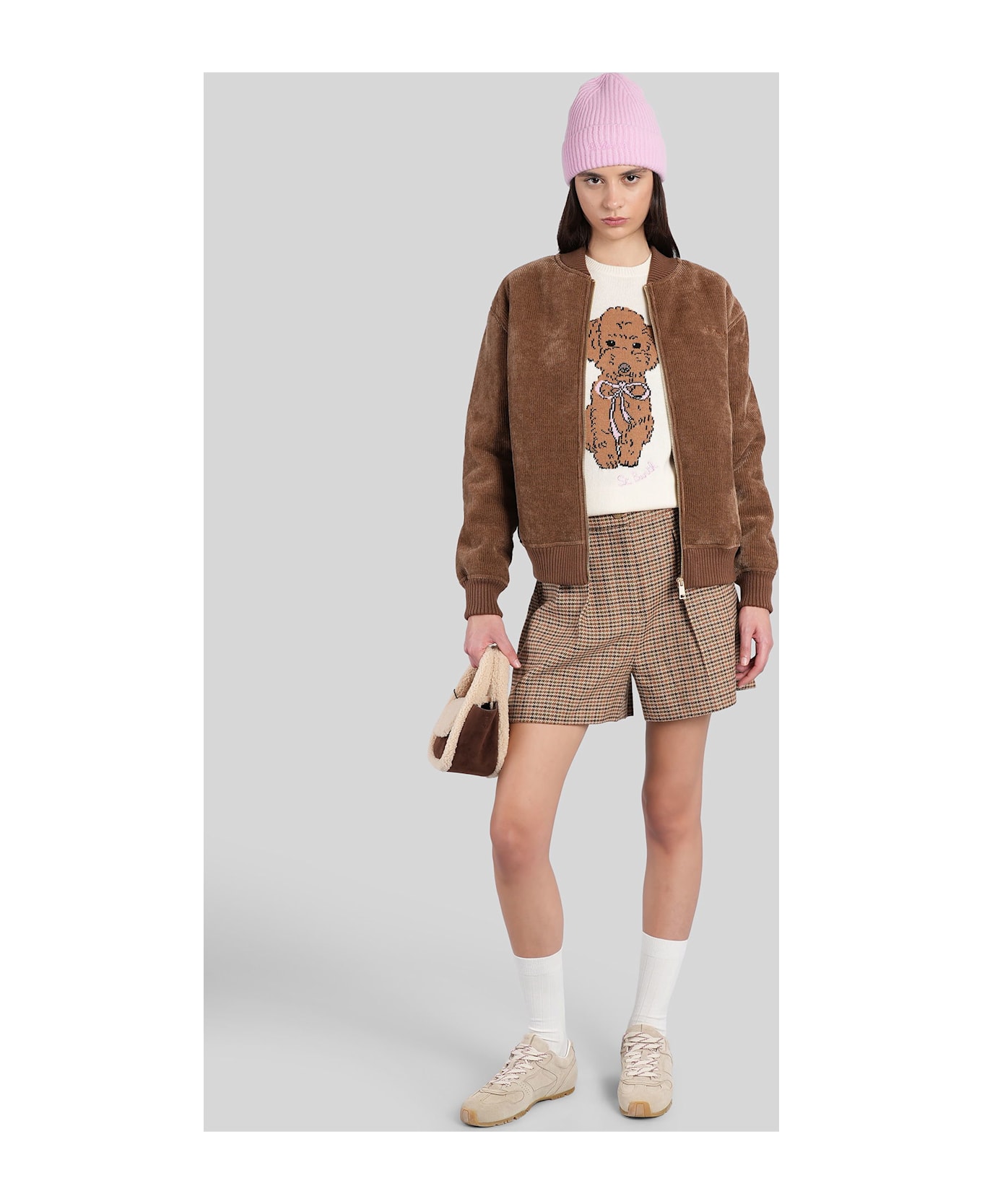 MC2 Saint Barth Celia Cordue Bomber Jacket In Brown Polyester - brown